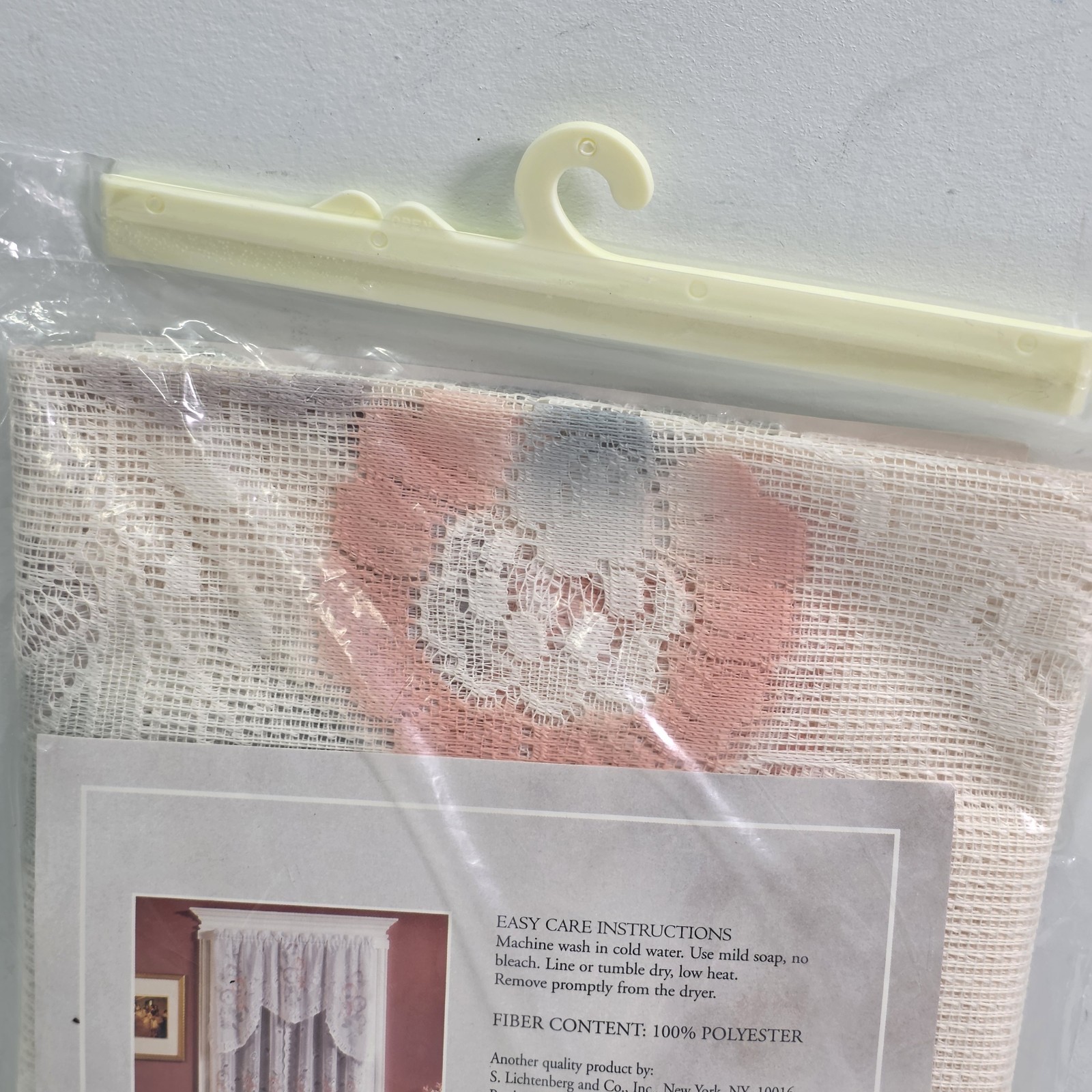 S. Lichtenberg Charlotte Floral Hand Painted Lace Eggshell Swag Valance 58 x 32″