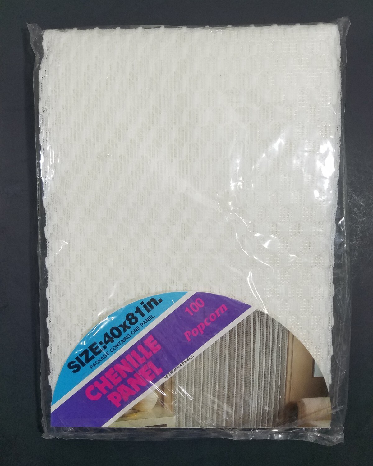 Vintage Chenille Curtain White Window Panel 40” x 81” 100 Popcorn x1 Panel New