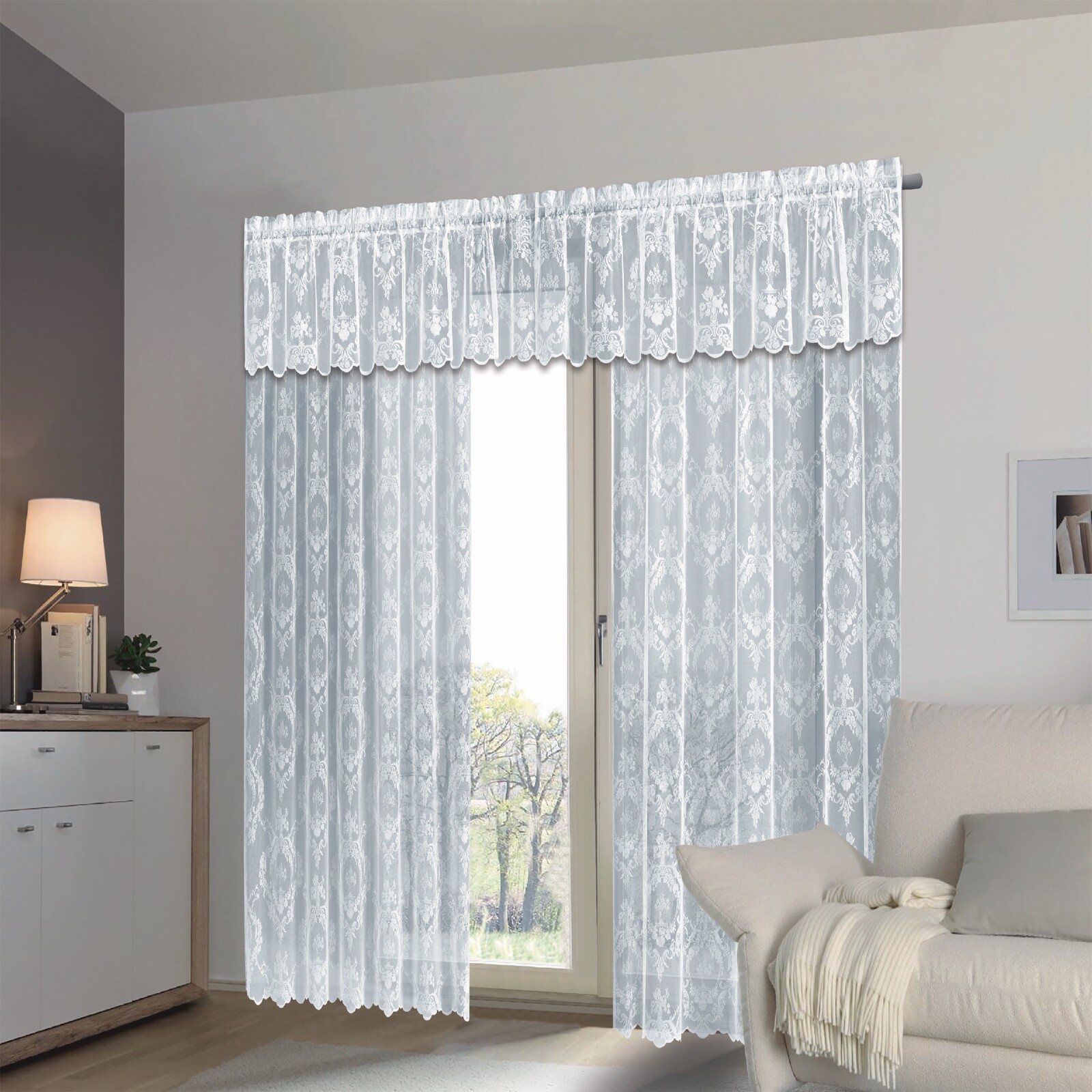 Crown Shabby Chic Lace Window Curtain Panels Vintage Lace Panels