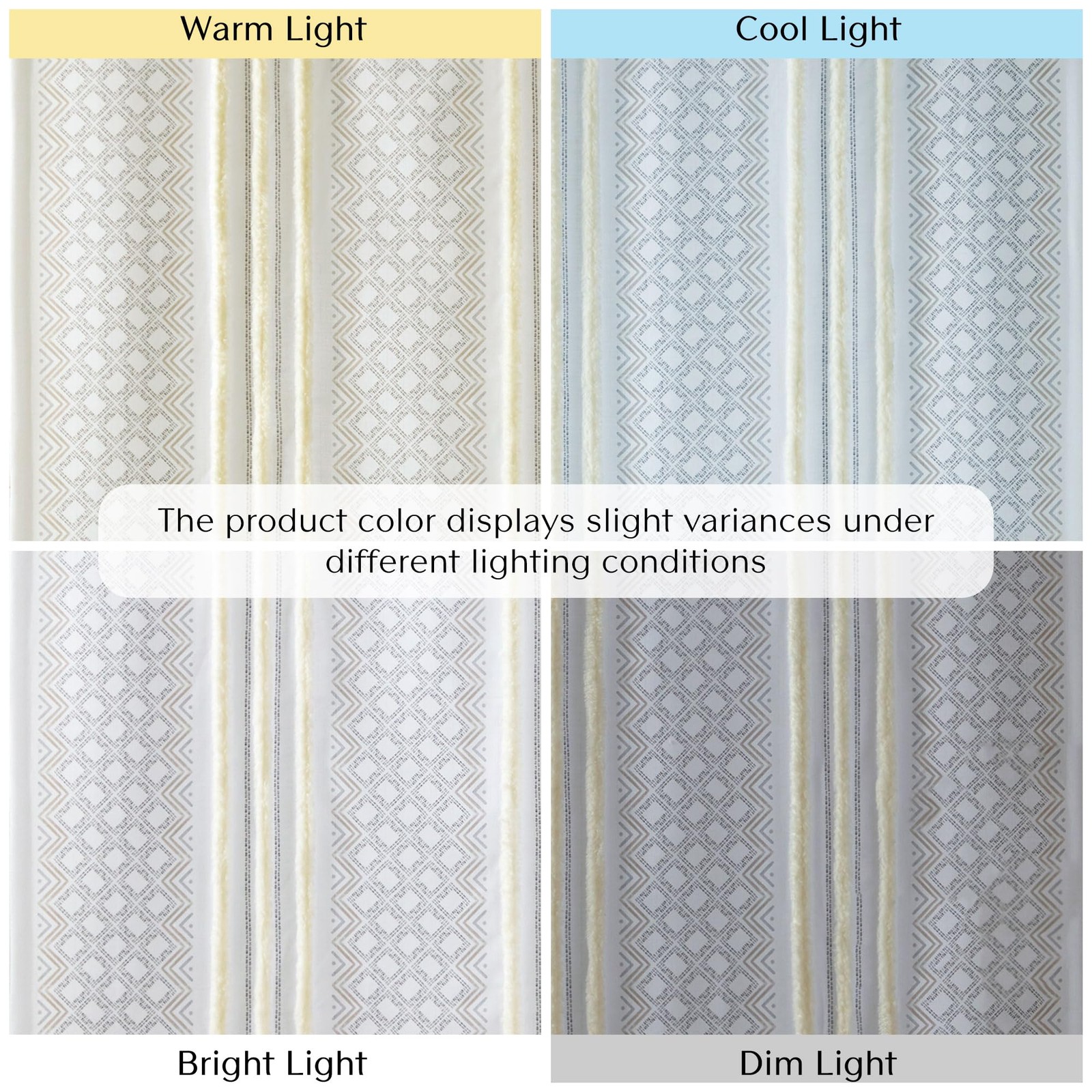 Window Curtain for Living Room Geometric Print Tufted Accent Modern Curtain W…