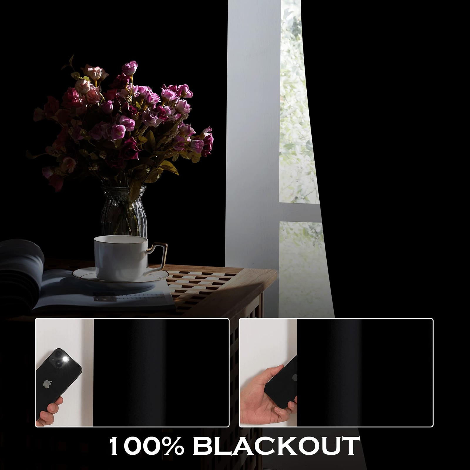4-in-1 Soundproof Anti Dust 100% Blackout Curtains with Melt-Blown Layer Nois…