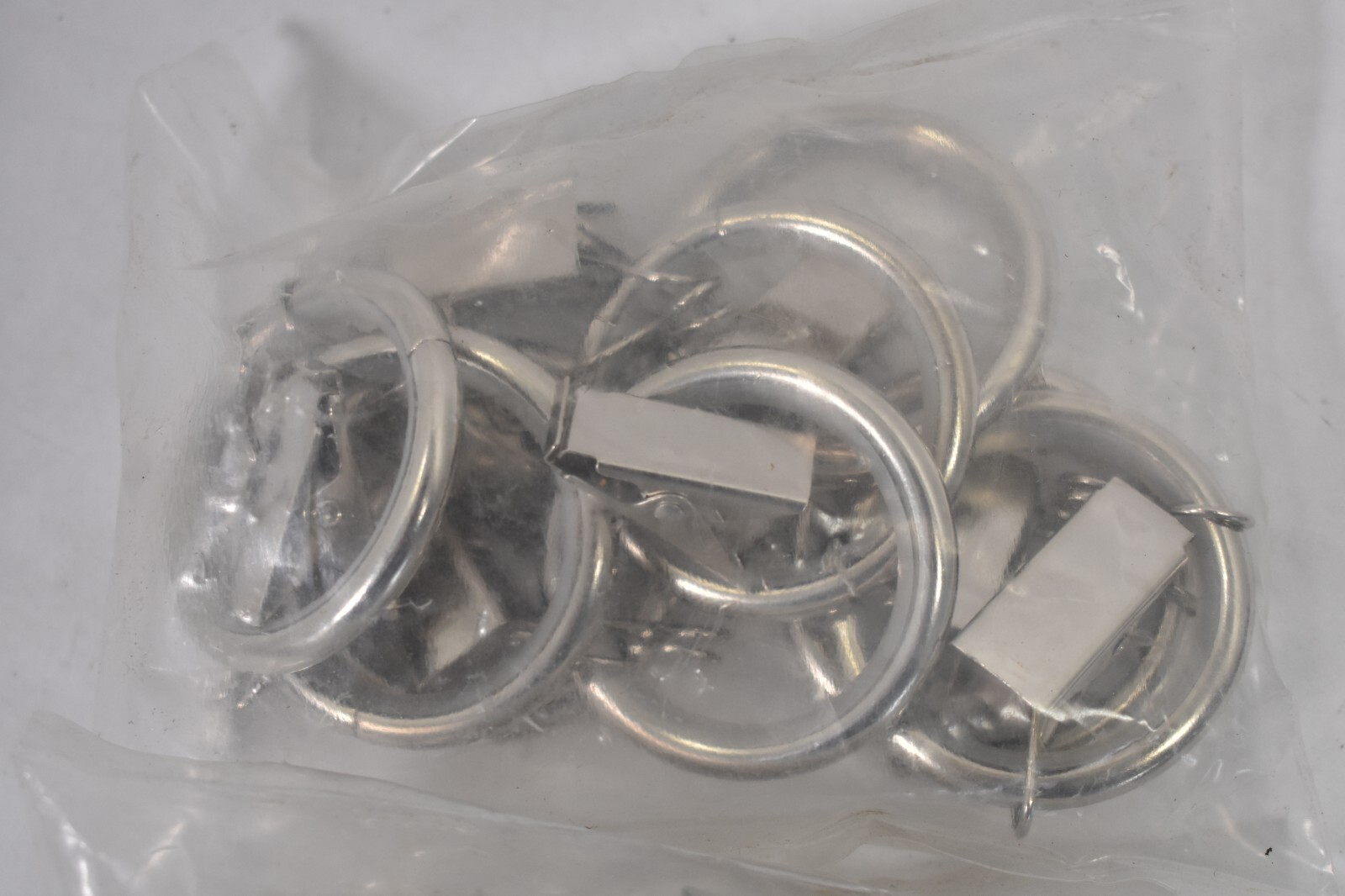Lot of 16 Urbanest Nylon Insert Curtain Rings w Clips & Eyelets 1-1/4″ Brushed