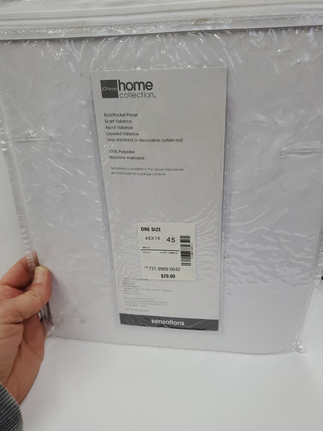 Curtain- JC Penny Home Collection Ascot Valance (Sensations) 48×18 -White