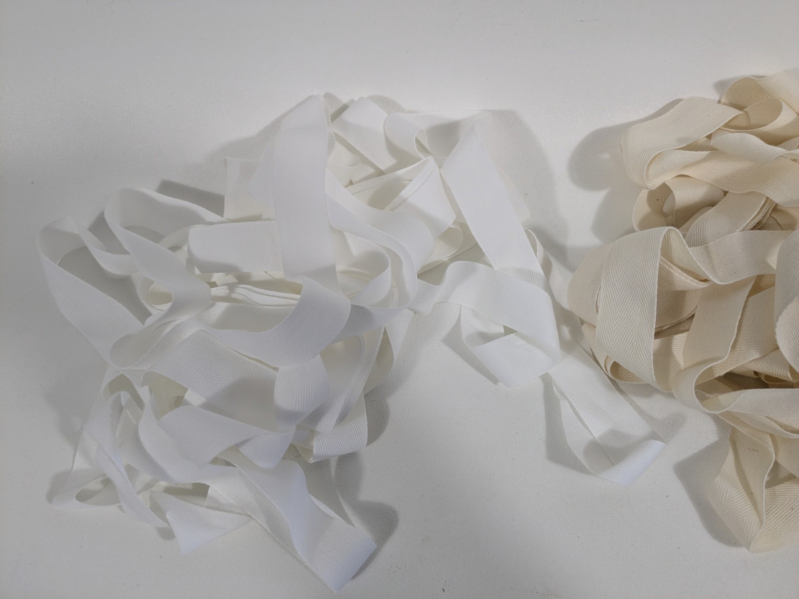 Lot of 2 Very Long Strips of Fabric White Off-White Arts & Crafts Ties Cinches