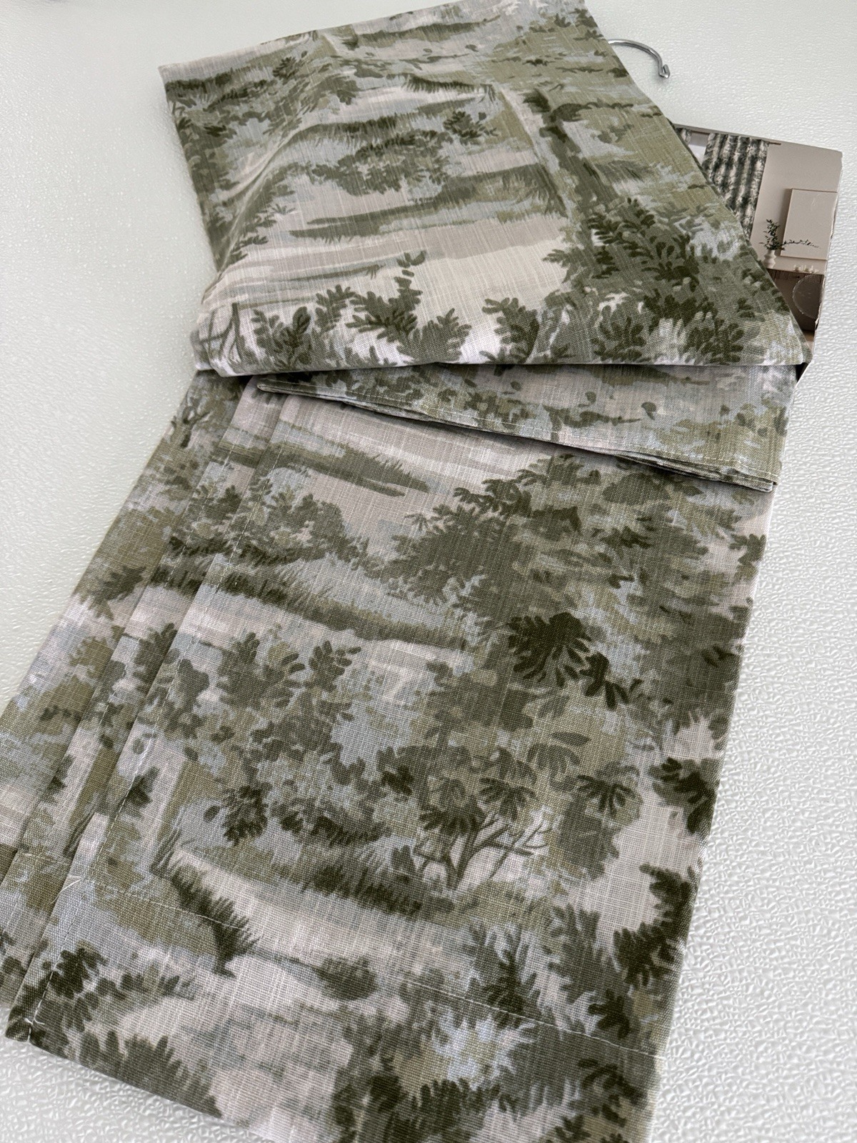 The Pure Collection Indigo Window Curtains 2 Panels 37 x 84 Olive Green Back Tab