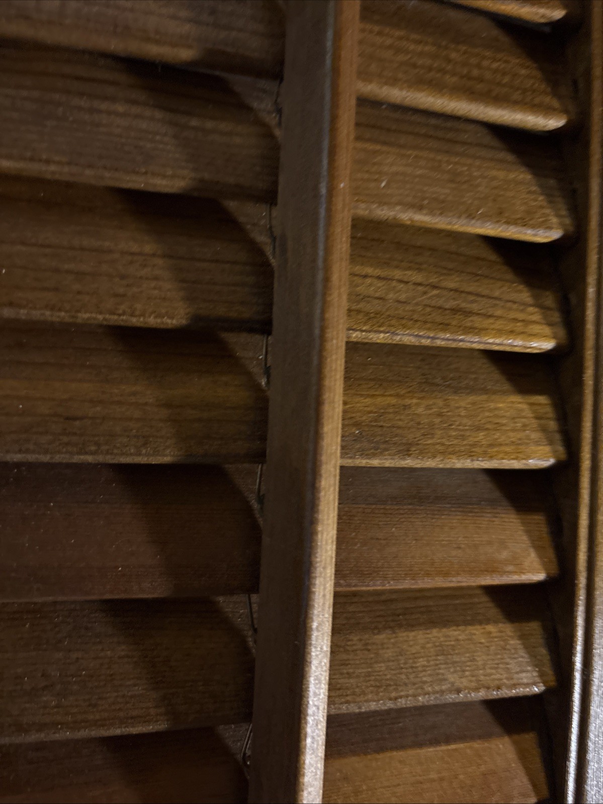 Vintage Plantation Window Shutters Set 19″x 15 1/4 “Wood Interior Louver Brown