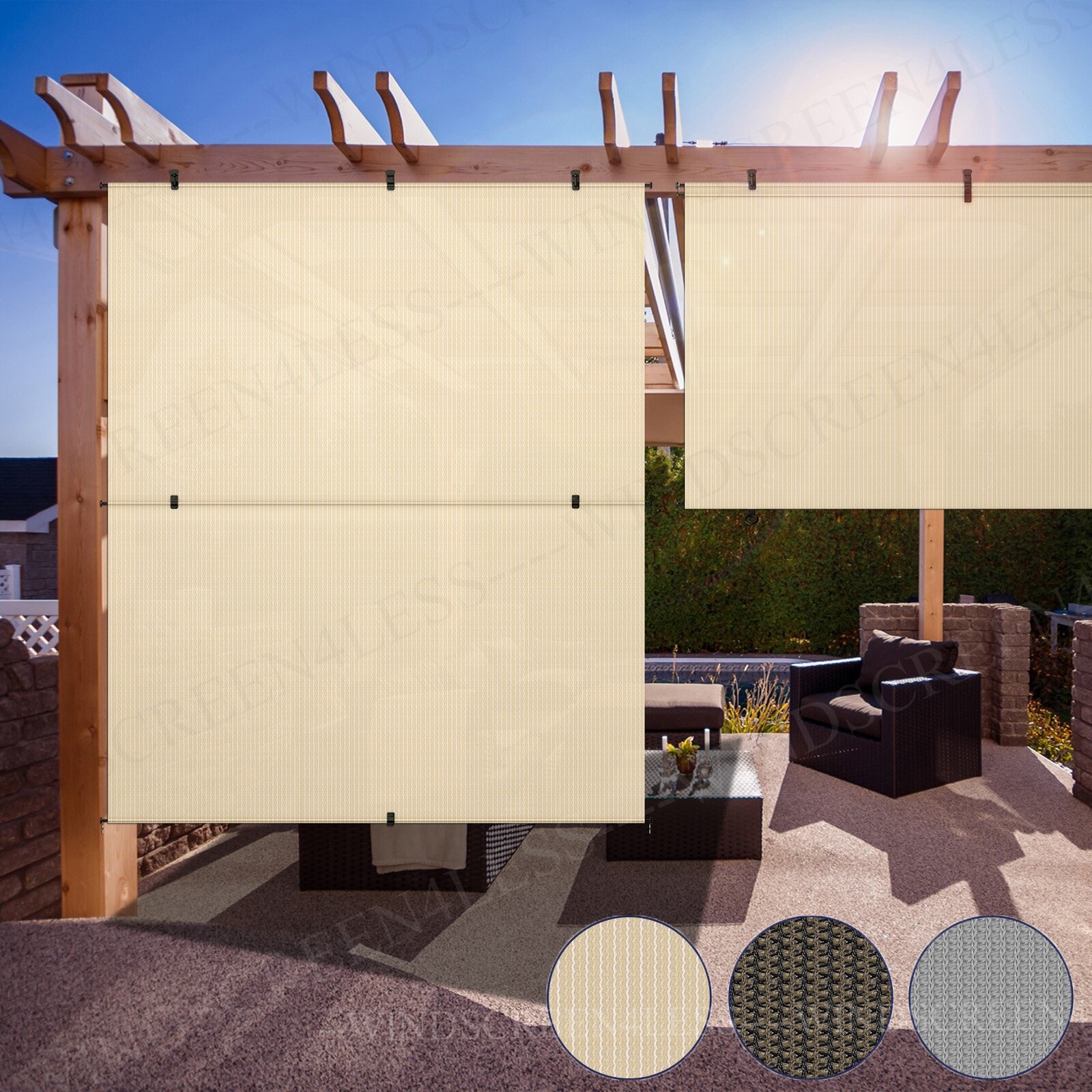 Foldable Sun Shade Curtain Roll up Shade Roller Shade Patio Porch Gazebo Pergola