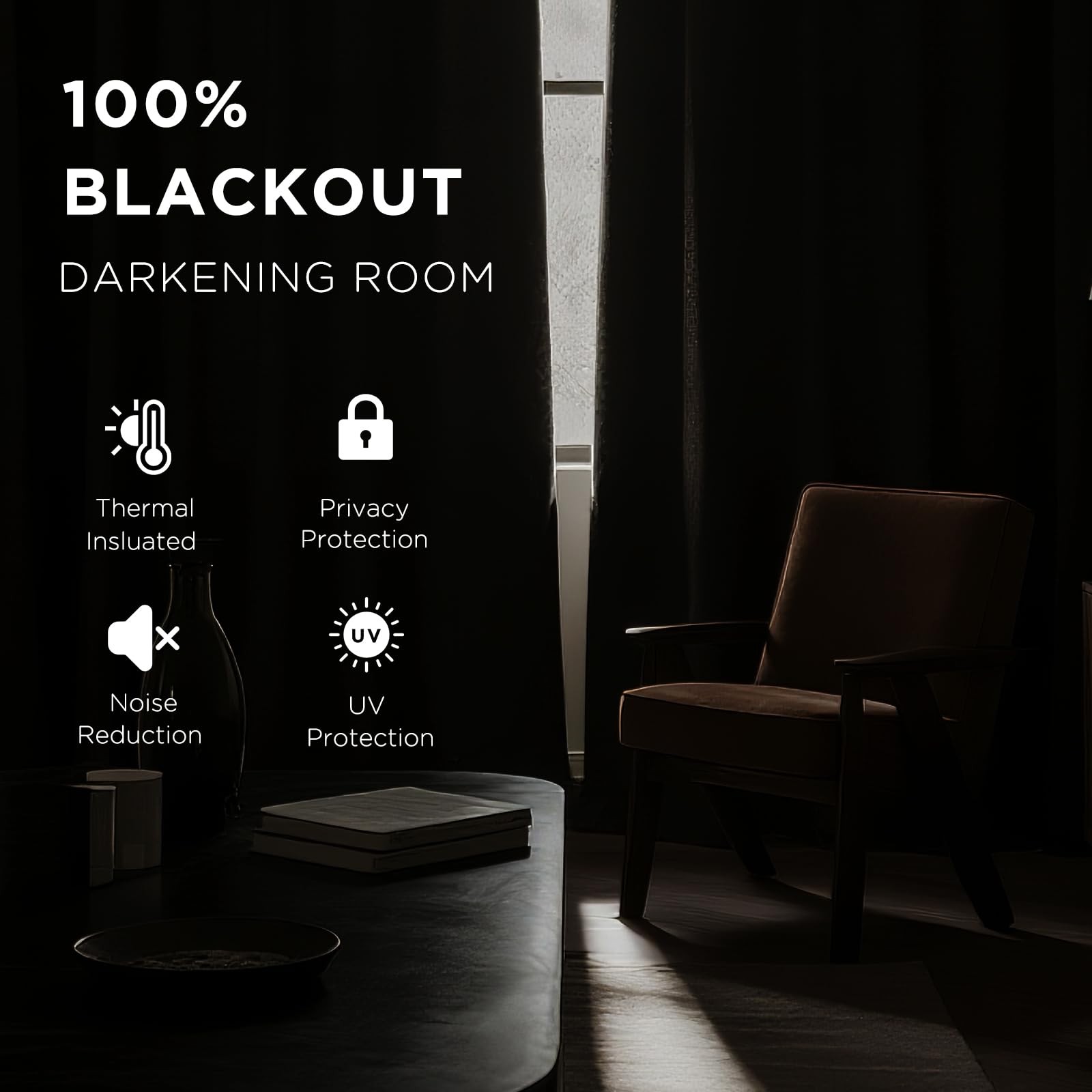 Blackout Curtains 54 Inches Length 2 Panels Set, Rod Pocket and Back Tab Wind…