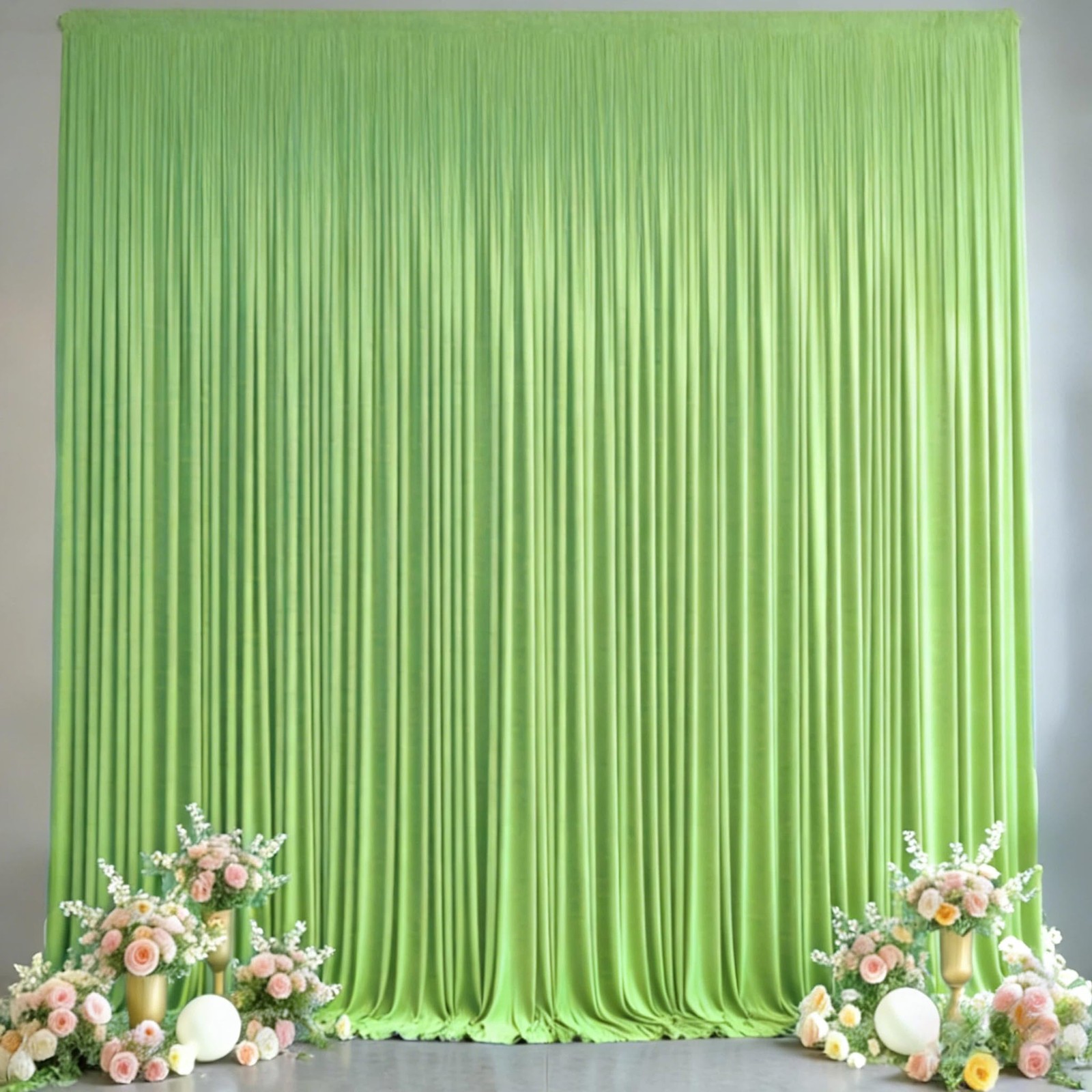 40x10FT Backdrop Curtains with Rod Pockets – W5′ x H10′(8 panels), Green