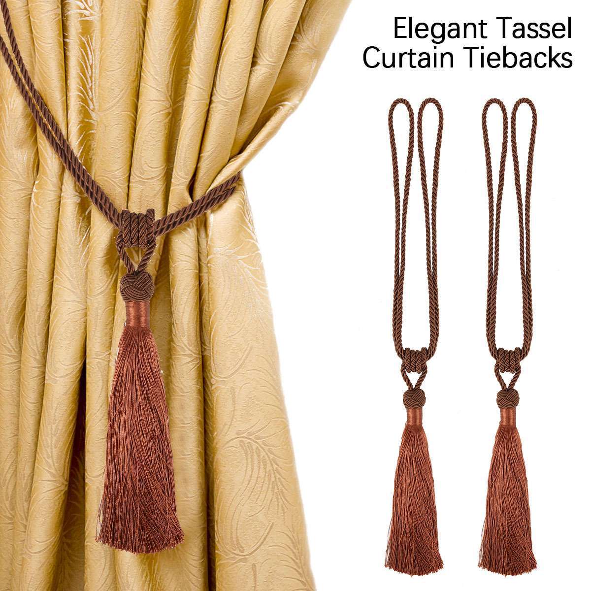 2/4pcs Curtain Holdbacks Rope Tie Backs Durable Tassel Tiebacks Window Decor