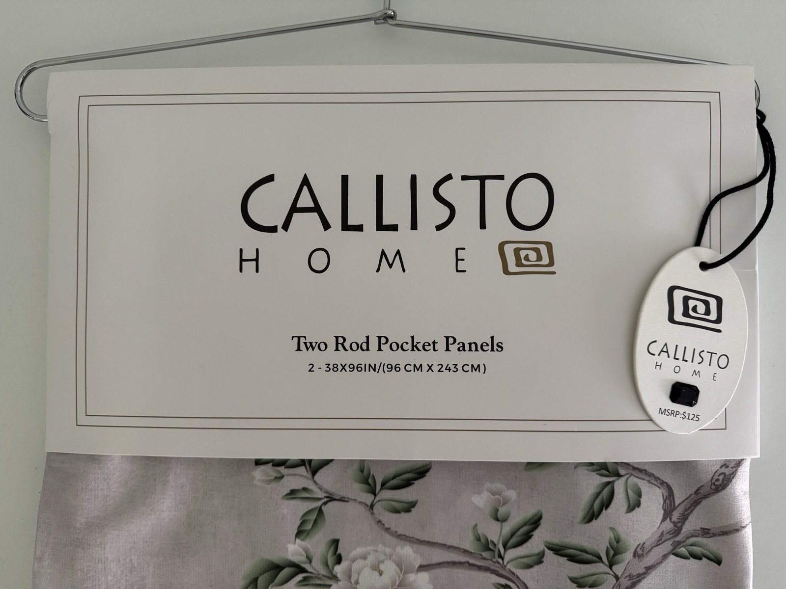 CALLISTO Window Curtains 2 Panels 38 X 96″ Heron Birds Drapers Back Tab Grey