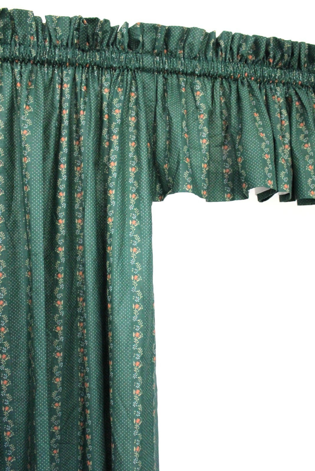 Vtg 1980s Custom Drapery Ensemble 198×67 Green Floral Vine Lined Curtain Panels