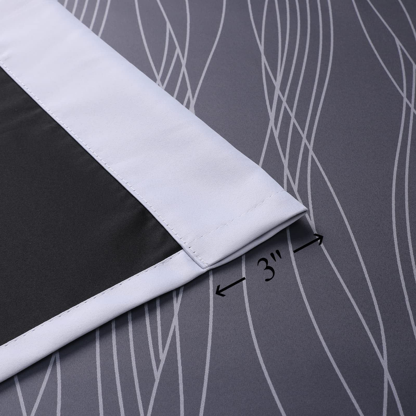 Estelar Textiler Black and Greyish White Ombre Blackout Curtains 63 Inch Leng…