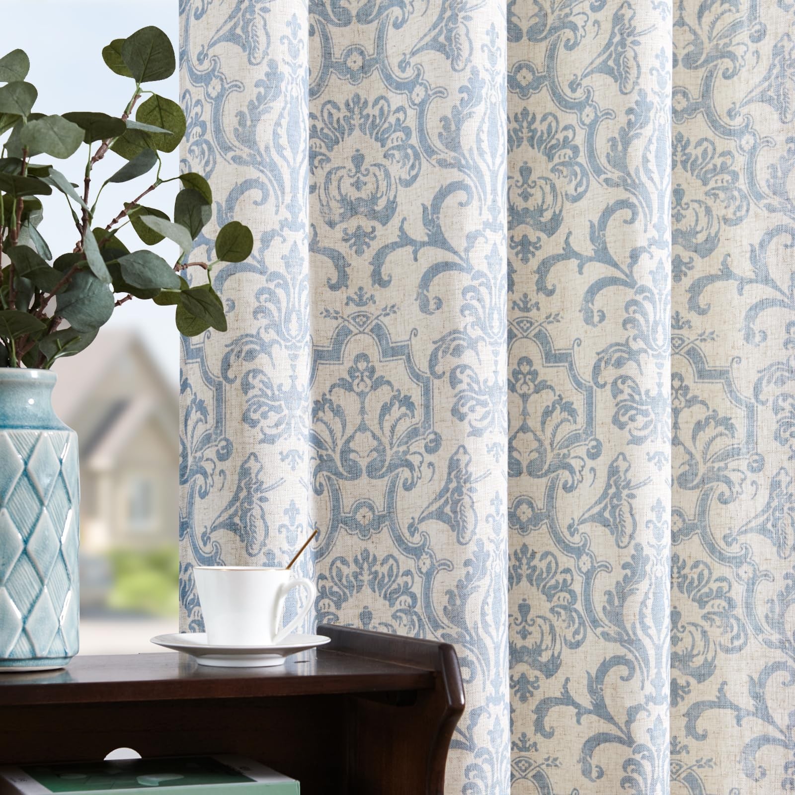 Jinchan Curtains Bedroom Light Filtering Curtains 90 Inch Length 2 Panels Set