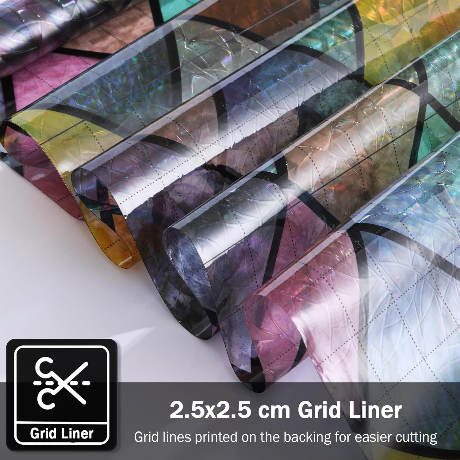 Colorful Lattice Window Tint: UV-Blocking Stained Glass Film 17.3 x 78.7 inches