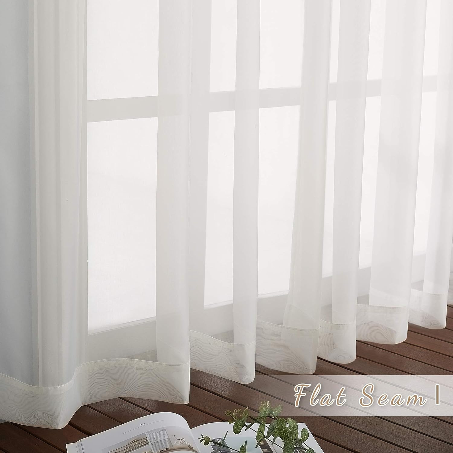 Sheer Curtains for Bedroom Windows 84 Inch Length, Grommet Casual Voile Sheer wi