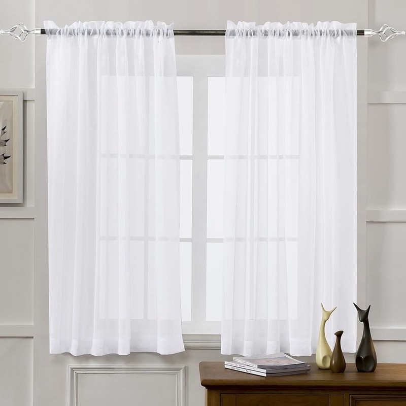 Sheer Polyester Voile Curtains Semi-Sheer Natural Light Control Window Drapes US