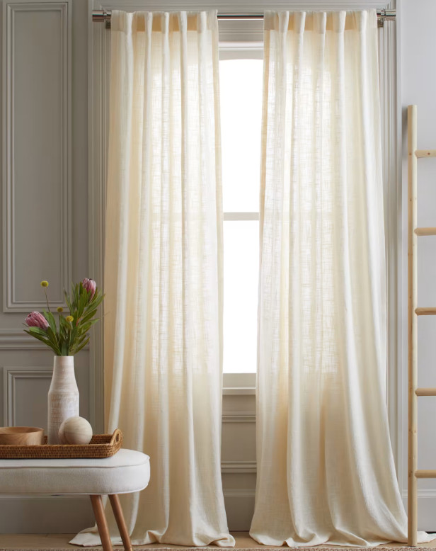 NWOT Quince COTTON SHEER Curtain 2 Set 48” X 108” Cotton Curtains Ivory