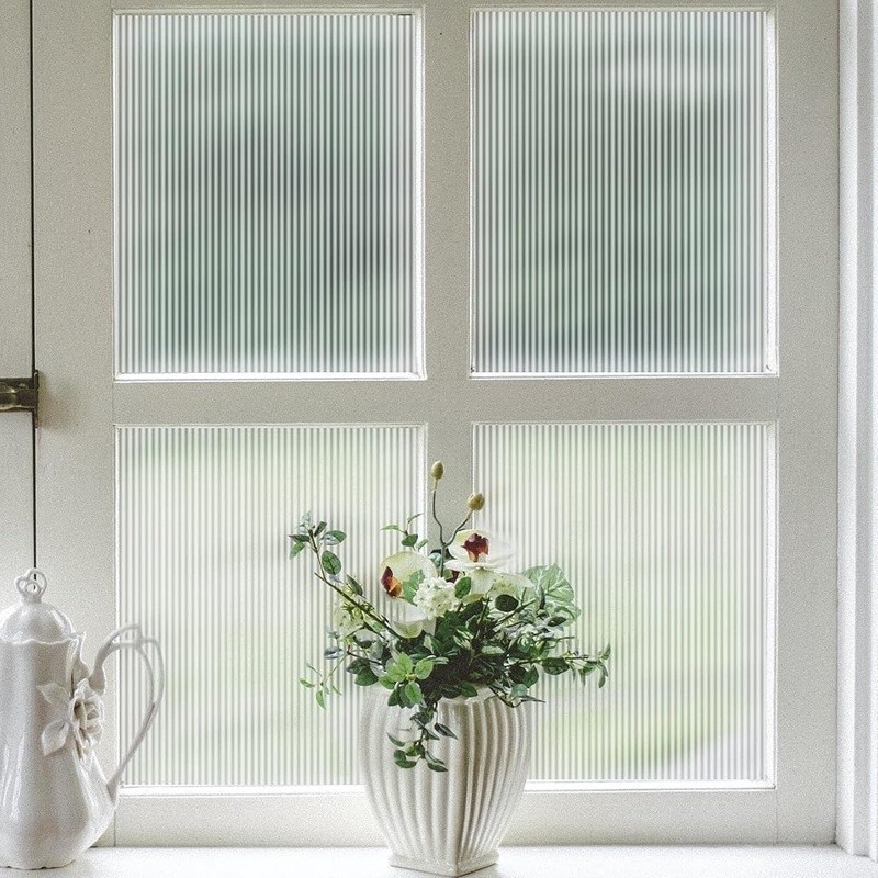 Static Cling Window Film UV Protection Reeded Glass Privacy Decor Energy Saving
