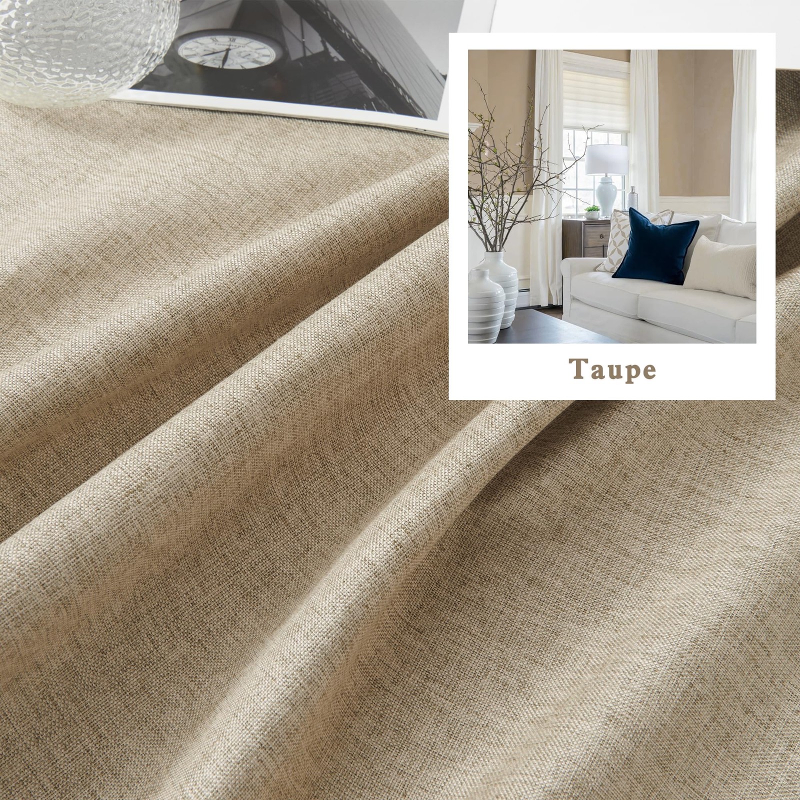 100% Blackout Curtains 120 Inches Long 10 ft Tall,Extra Long Curtains Linen T…