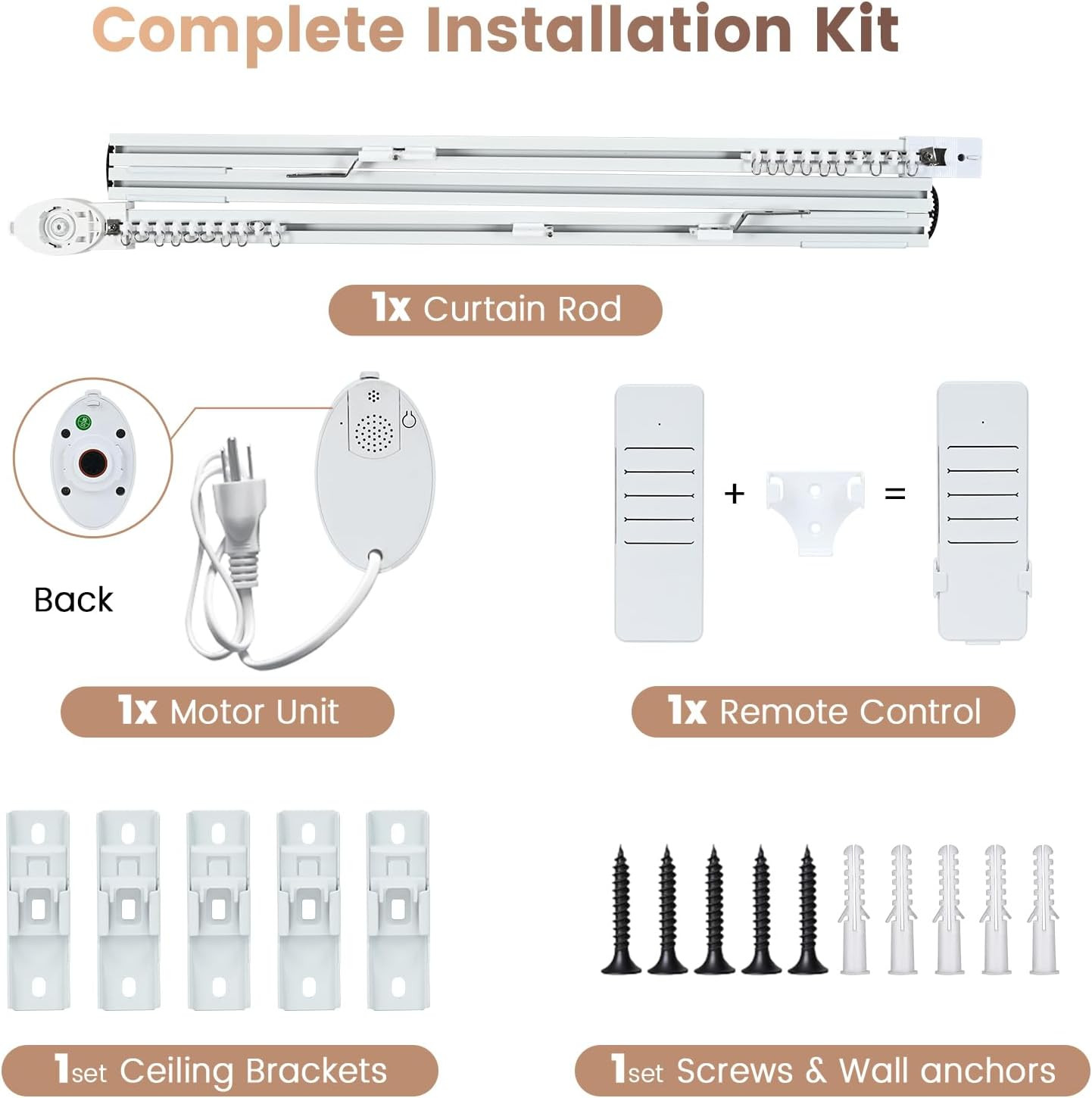 Motorized Smart Electric Curtain Track 177″ with APP & Remote Control