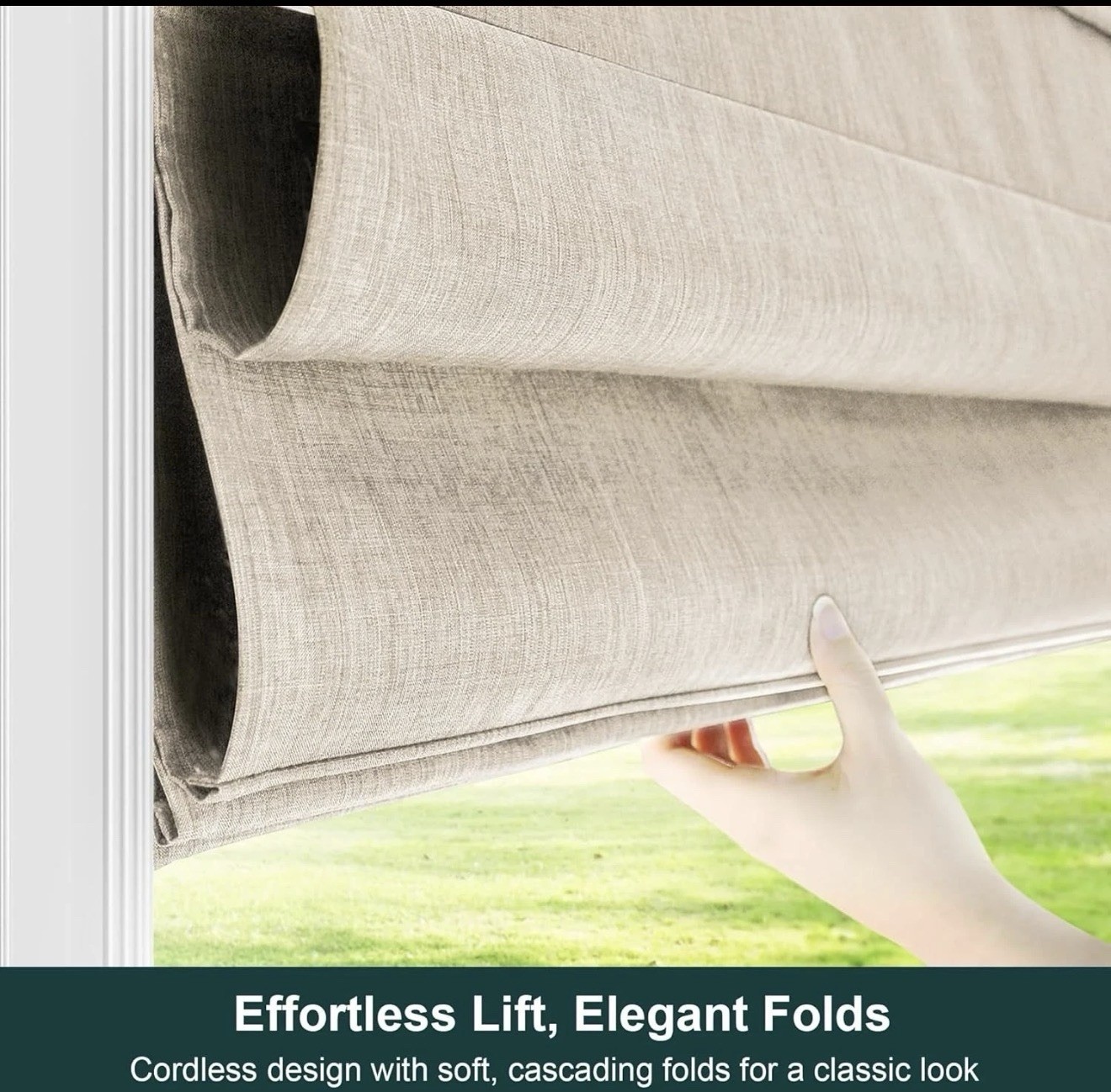 34”x 48” Belgian Flax Roman Shades, Cordless Privacy Blind
