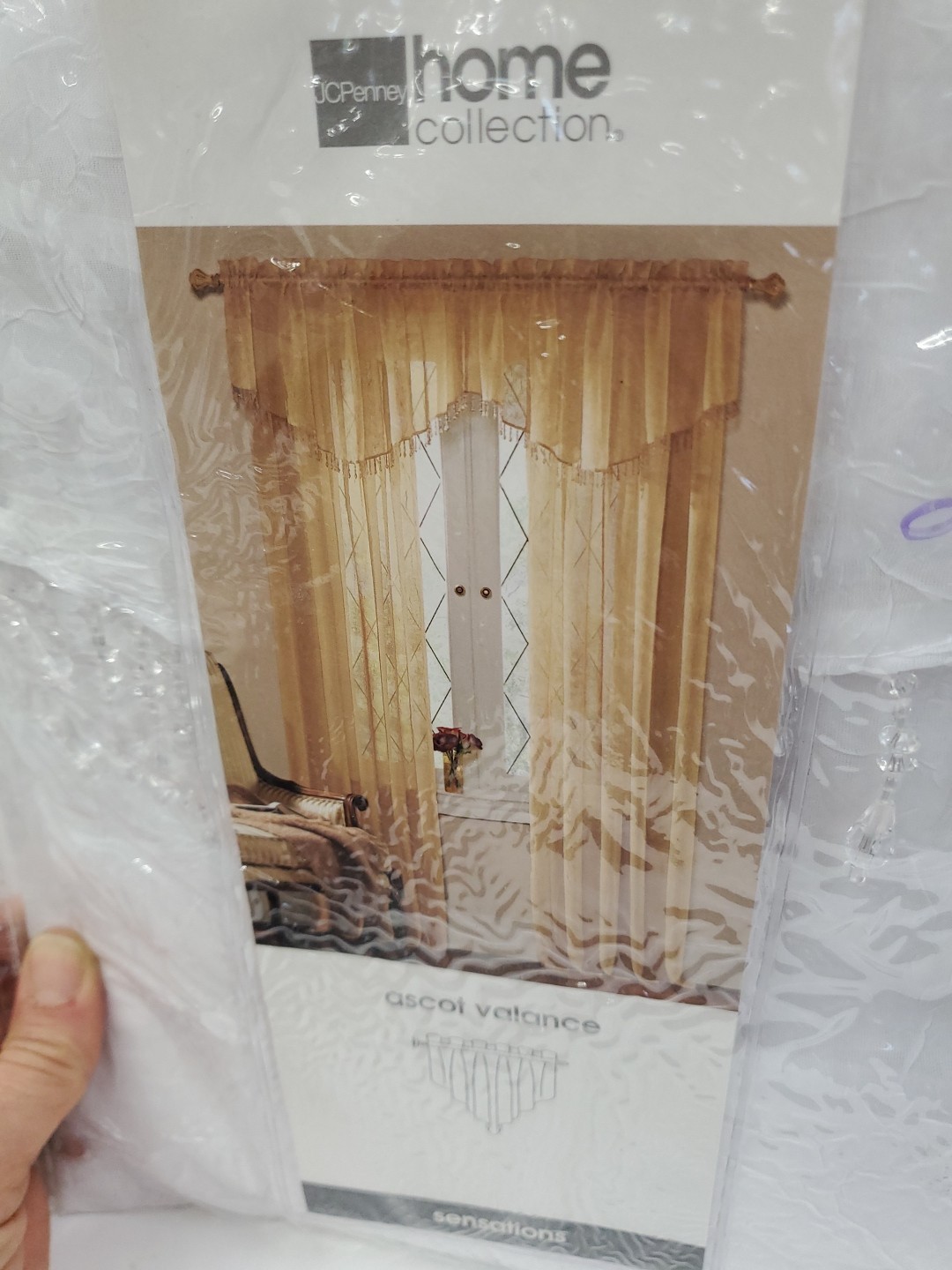 Curtain- JC Penny Home Collection Ascot Valance (Sensations) 48×18 -White
