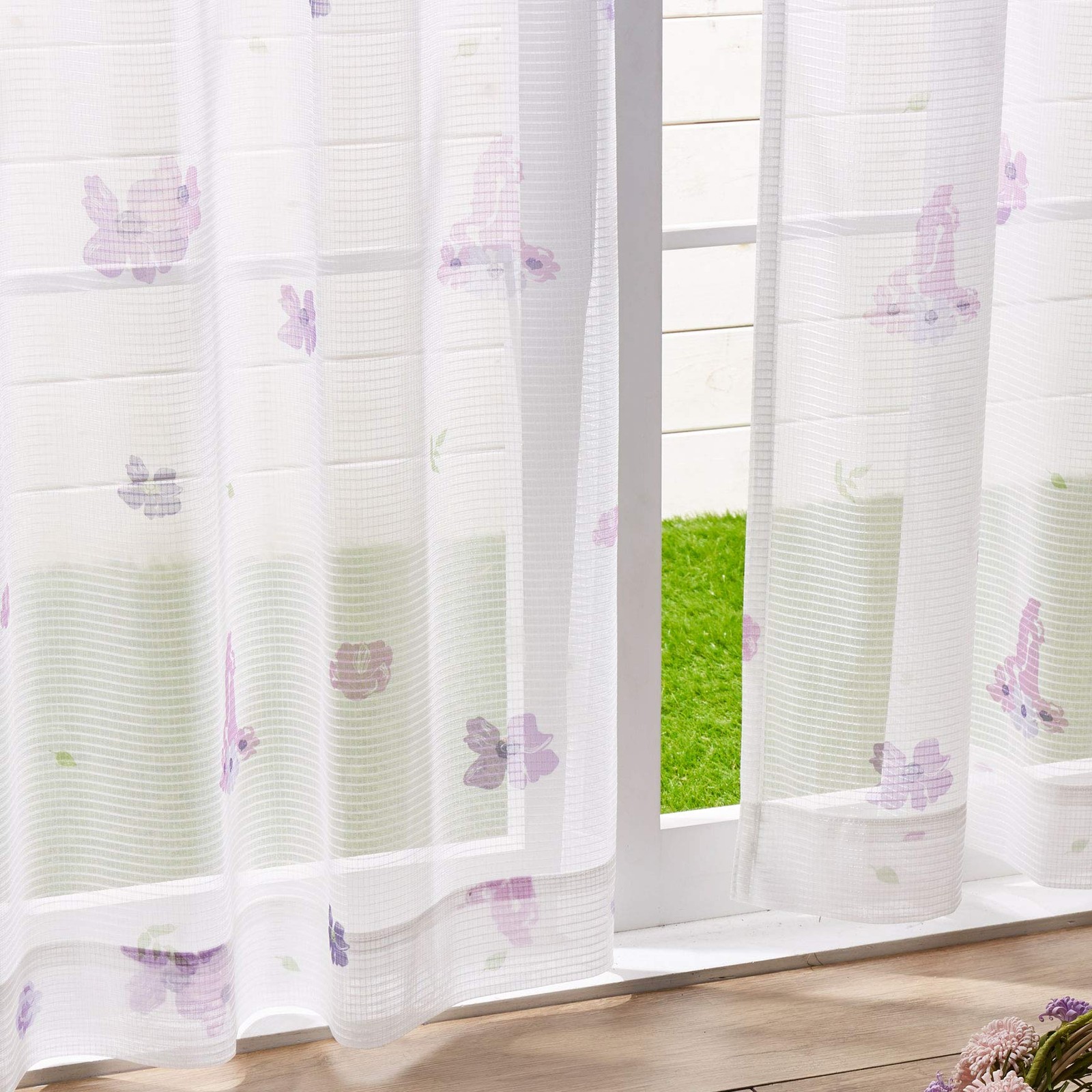 Rapunzel lace curtain Width 80 x Length 78cm: Set of 2 SB-433 Heat shielding UV