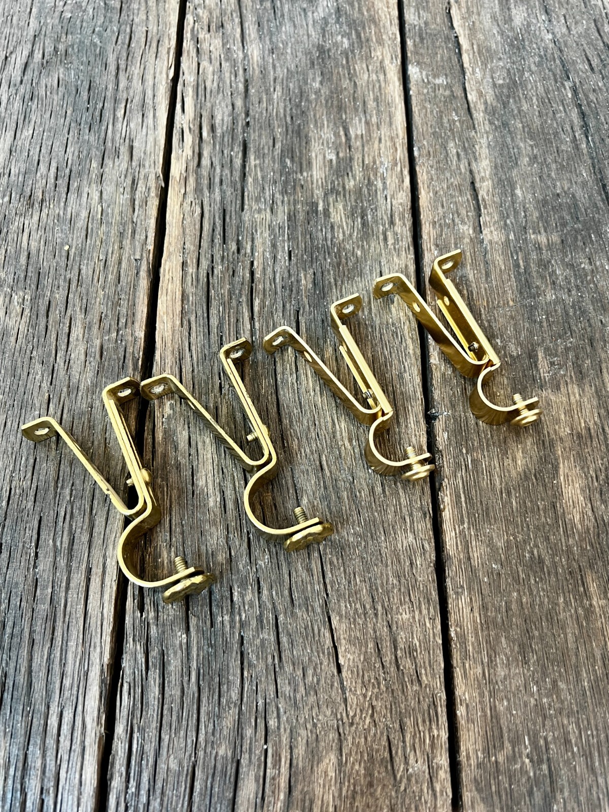 Vintage Brass Flower Curtain Rod Hooks – Gold Curtain Rod Bracket 4 Piece Set