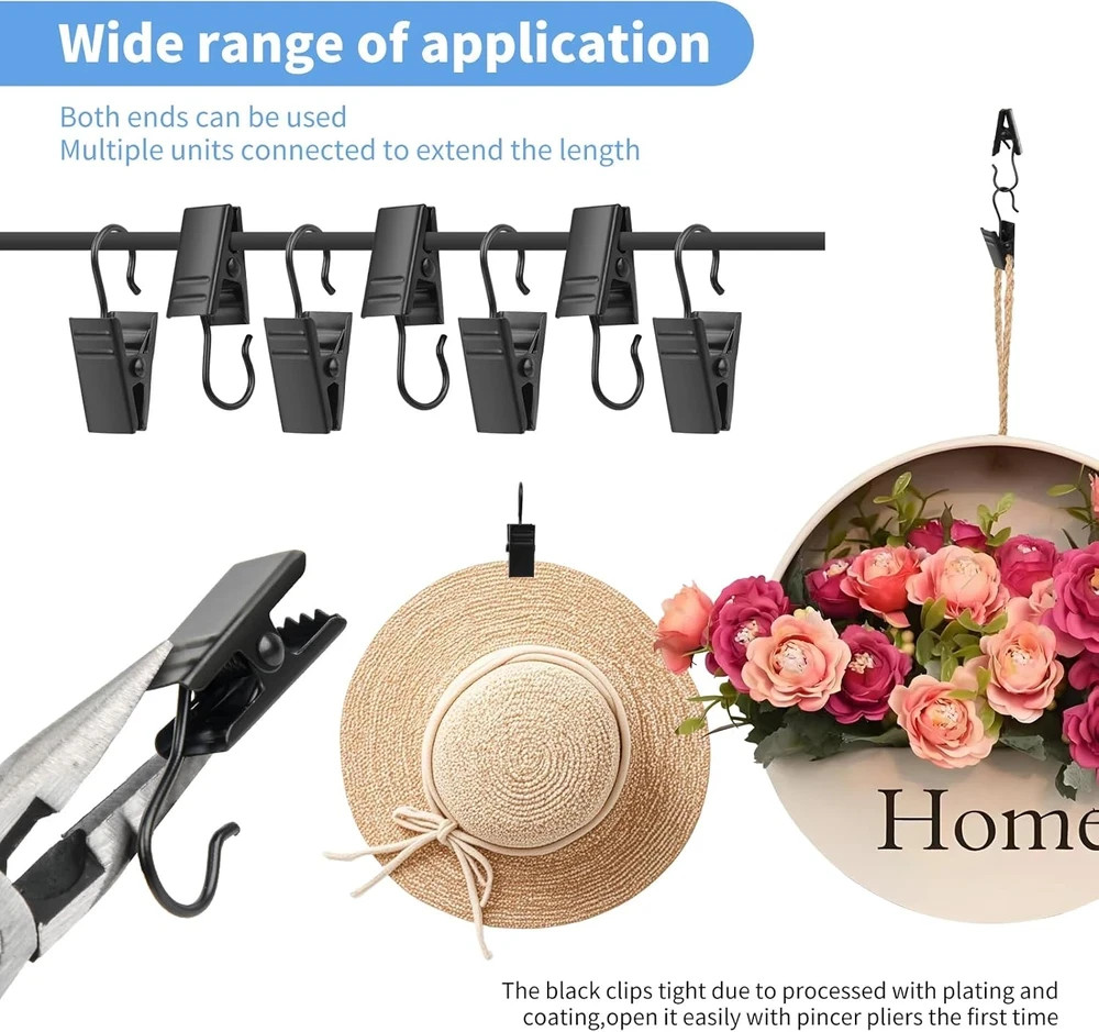 Curtain Clips Hooks, 100 Pack Stainless Iron Drapery Hooks Clips for Hanging Par