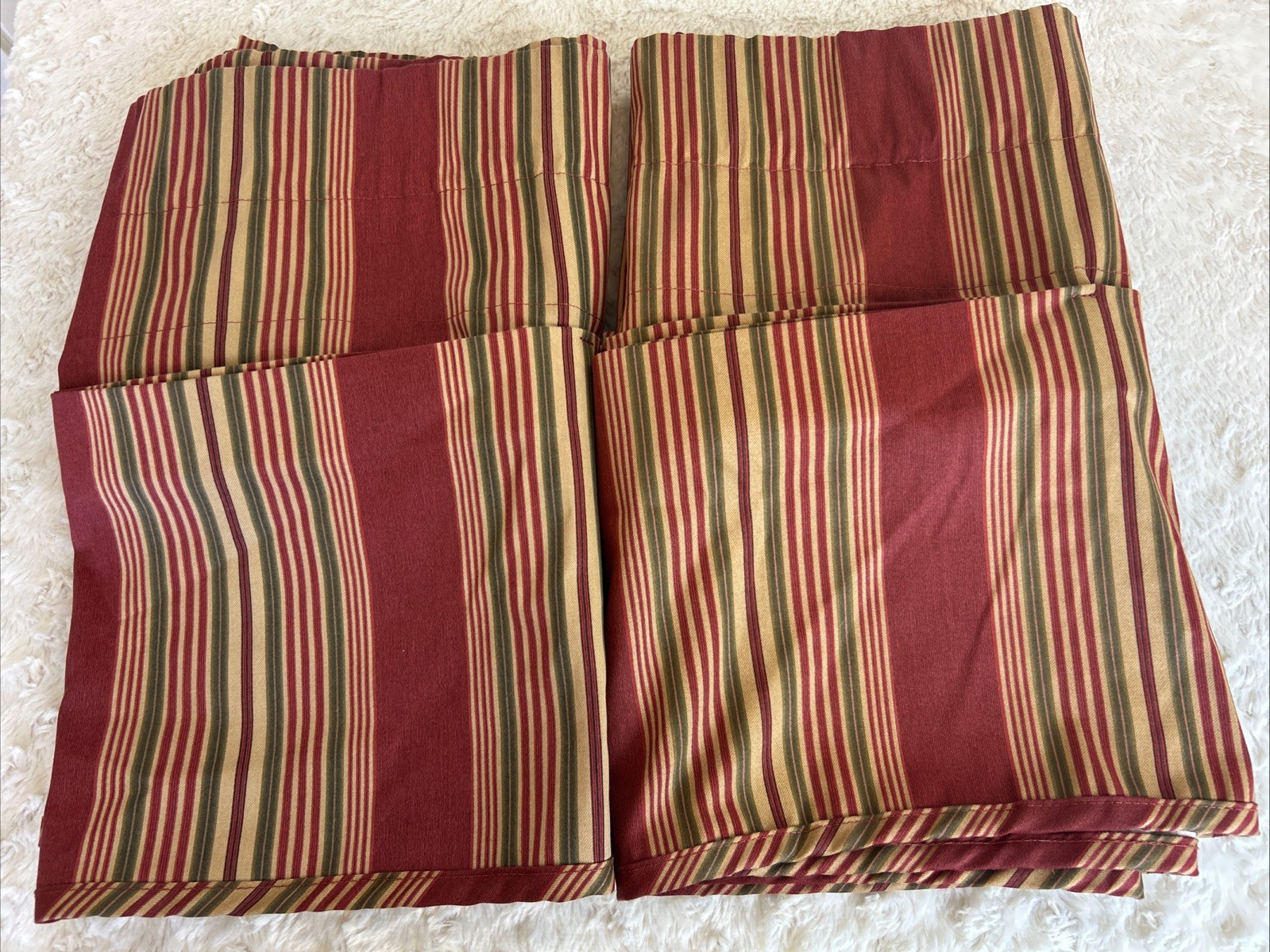 2 pc Waverly Home Amanda Valance Red Sweetwater Stripe 16″X79″ Model 81903666