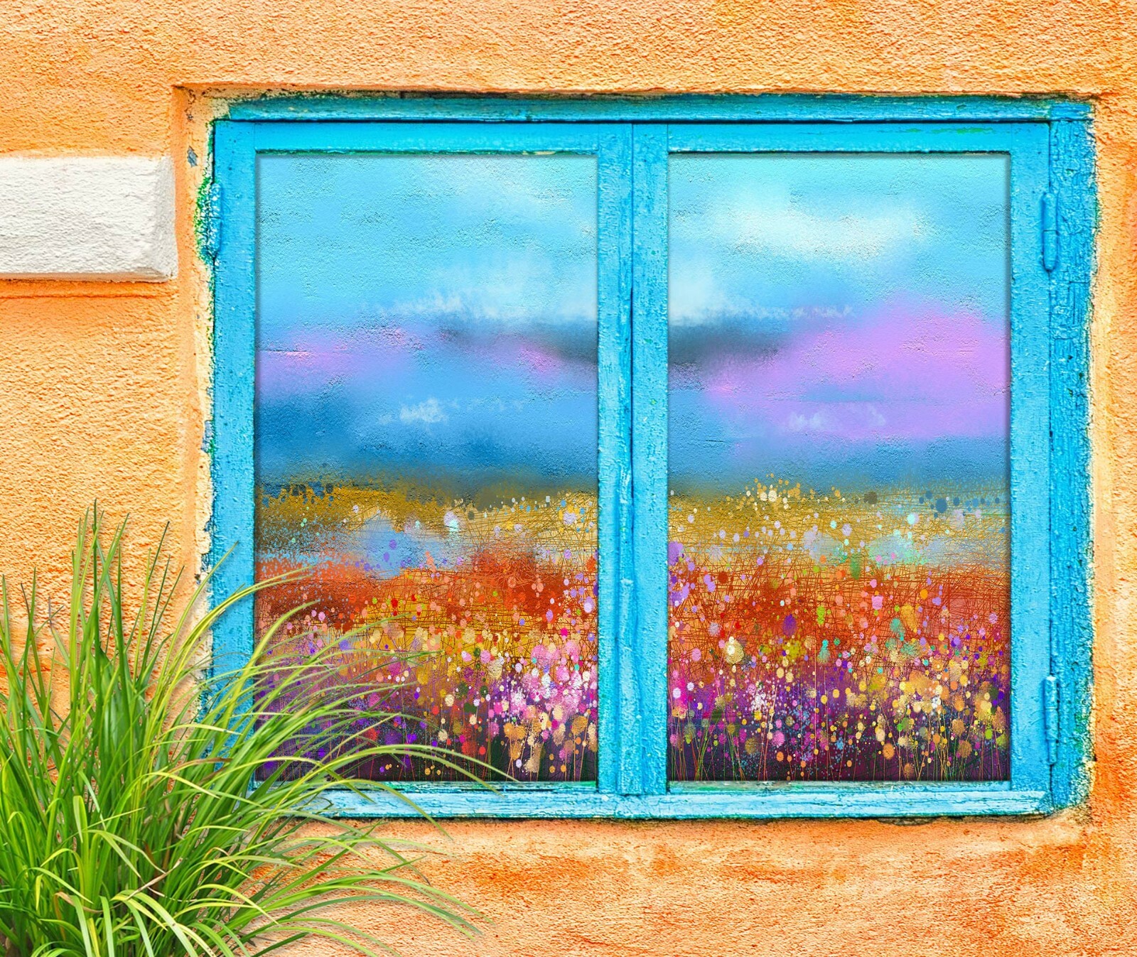 3D Orange Flower A669 Window Film Print Sticker Cling Stained Glass UV Zoe