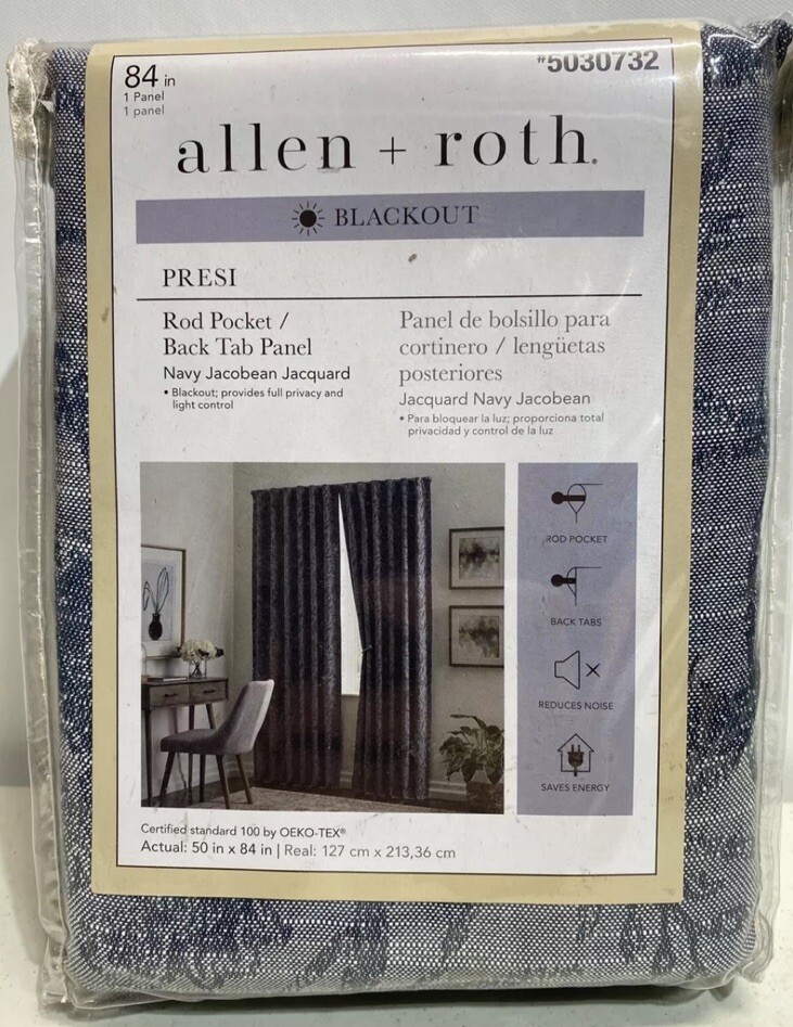 allen + roth 50” X 84” PRESI NAVYBlackout ROD POCKET Top Single Panel 5030732