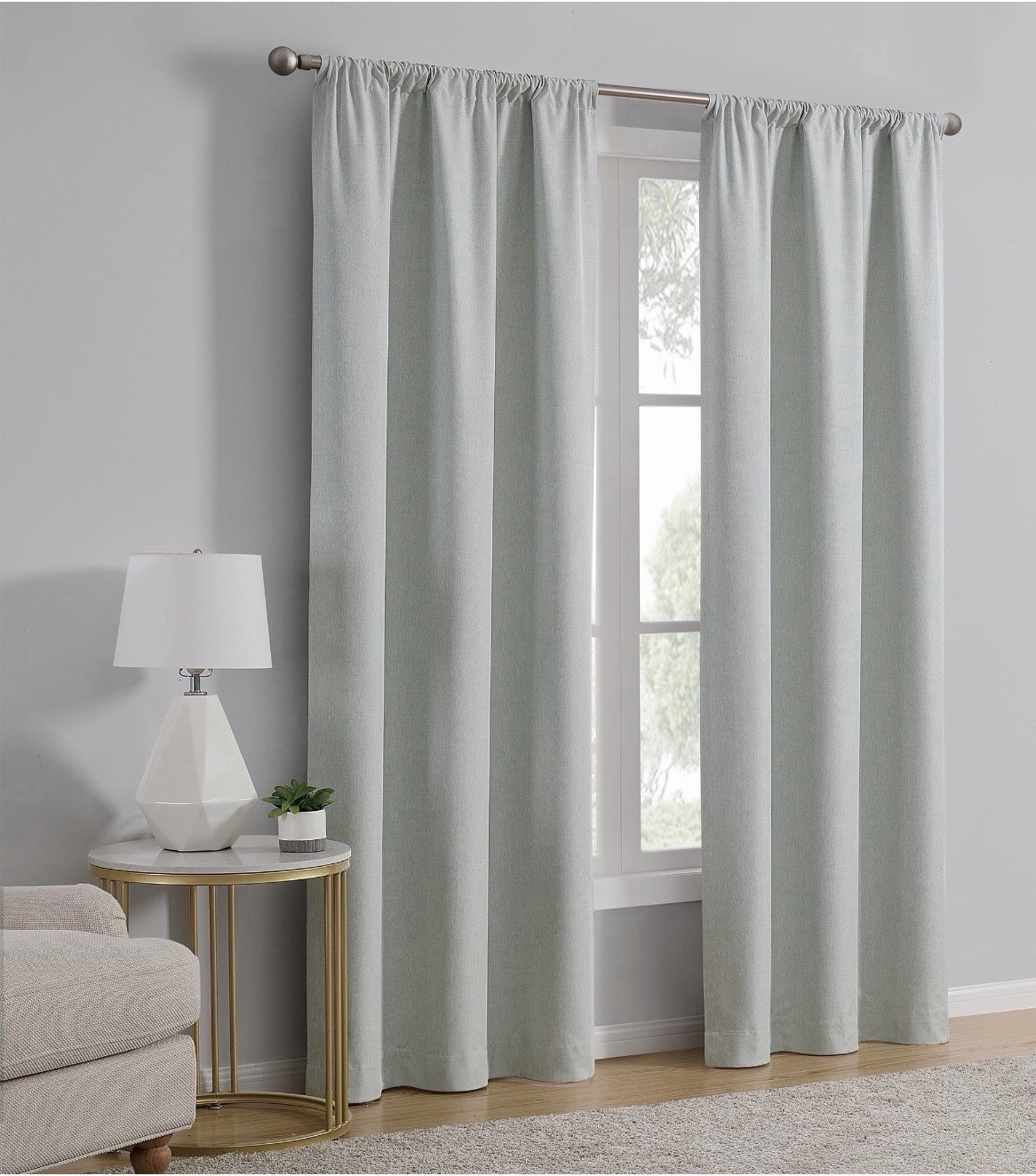 Mainstays Iris Linen Look 100% Blackout Curtain 1 Panel, Gray, 37″W x 84″L