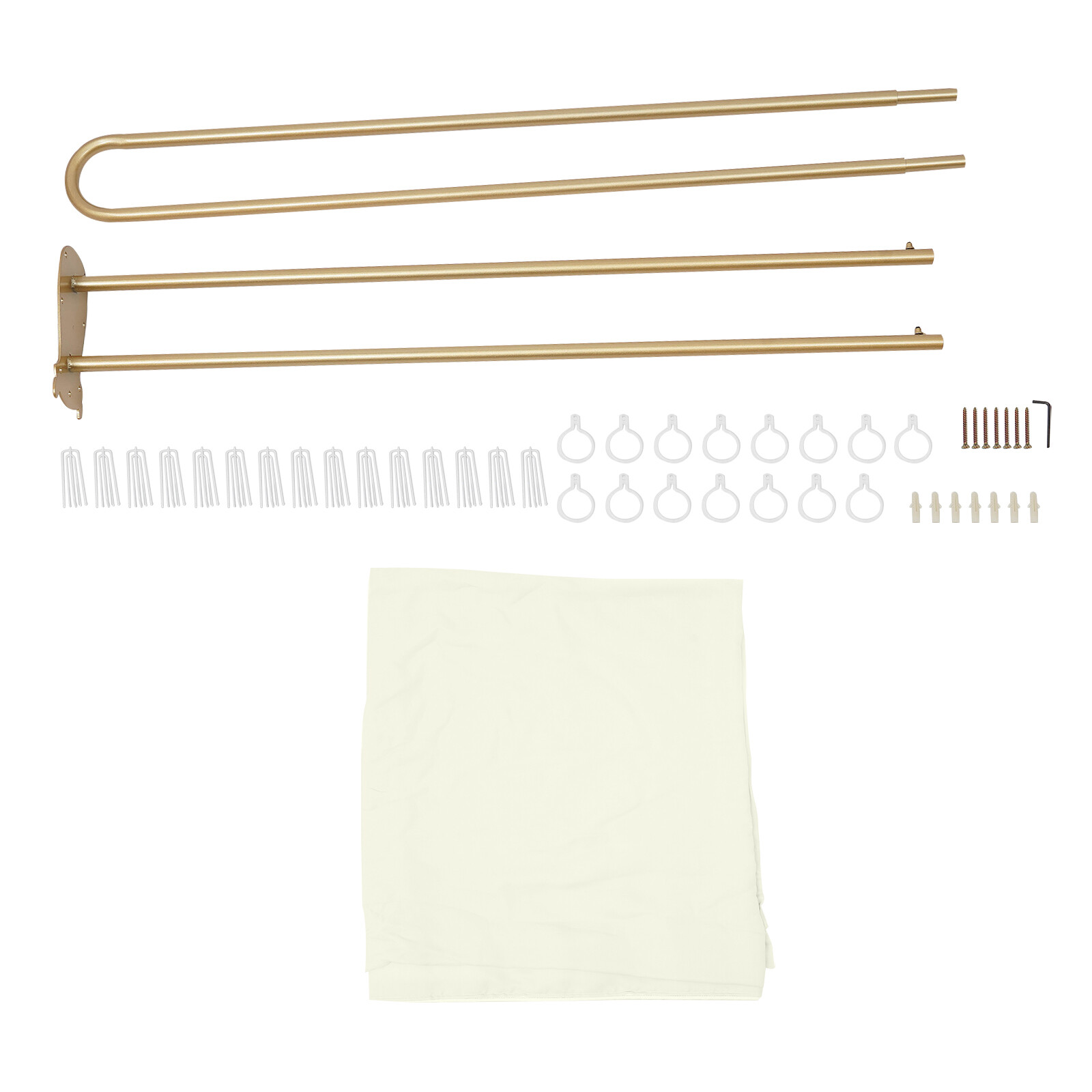200cm Curtain Rod U-shaped Long Rod W/gauze Curtain Privacy Partition Protection