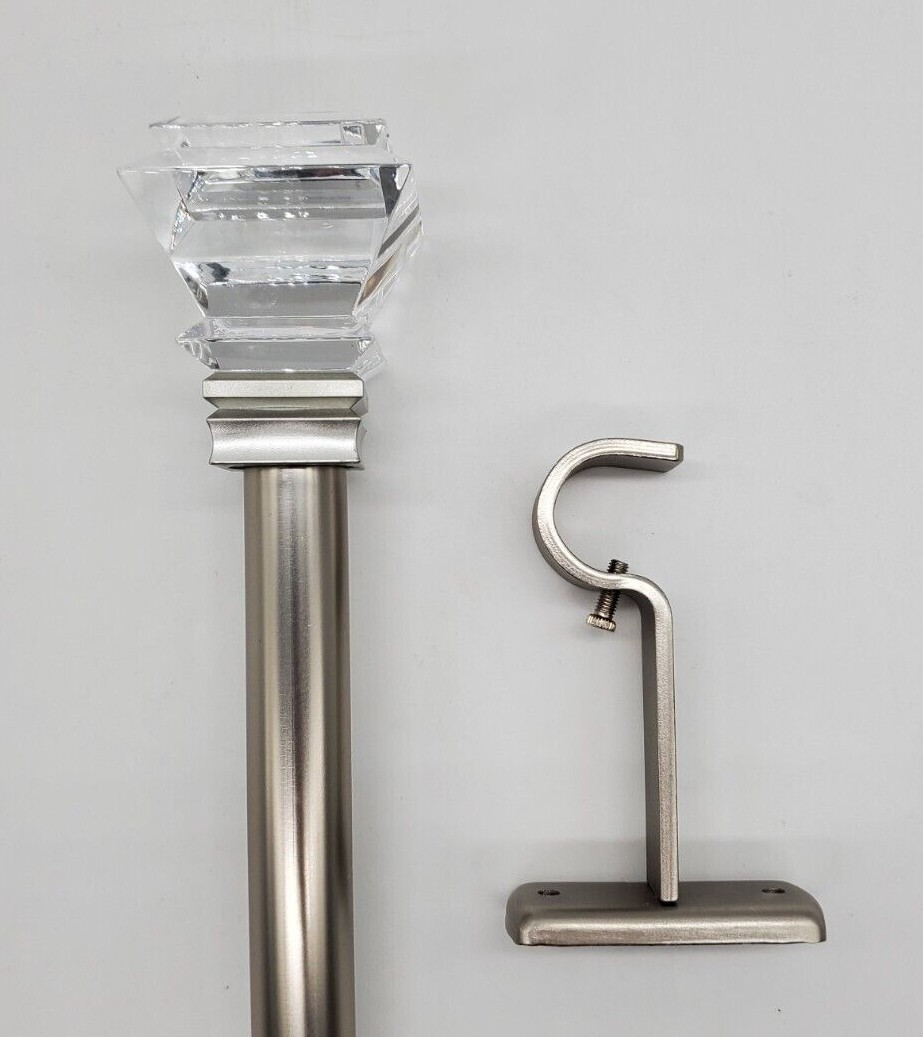 Preston Acrylic Square 1″ Adjustable Curtain Rod – Antique Silver, Two Sizes