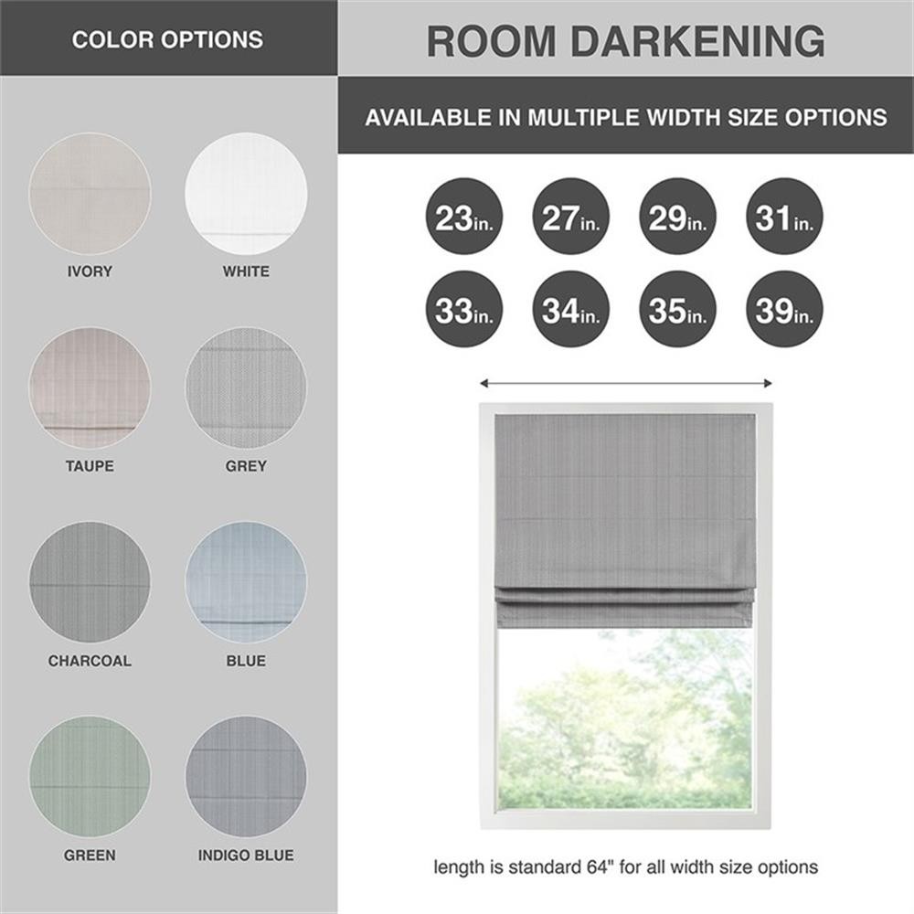 Pemberly Row Basketweave Room Darkening Cordless Roman Shade in Blue 33×64″
