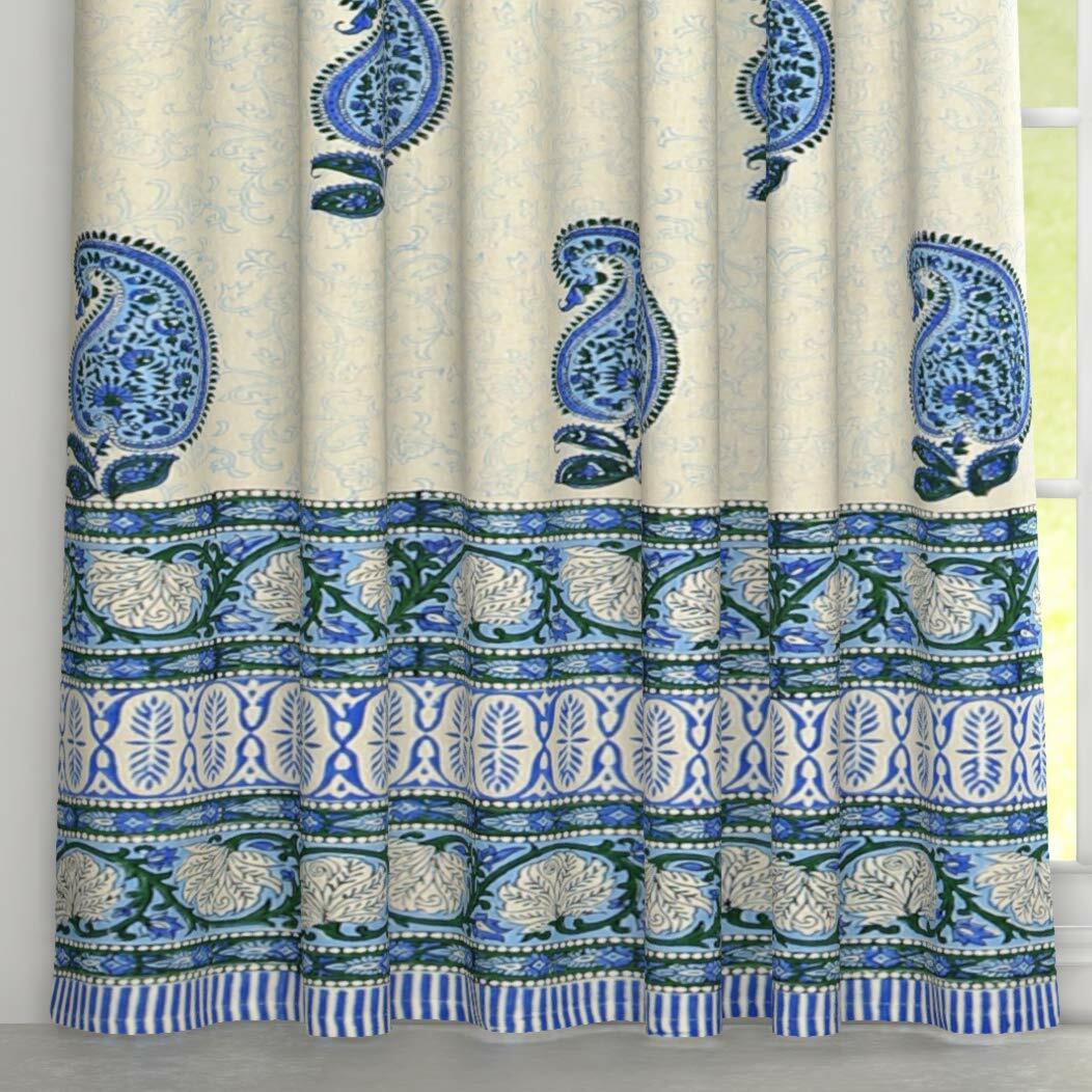 Hand Block Printed Cotton Daylight Door Curtains with Eyelets (4 x 7ft) Set of 2