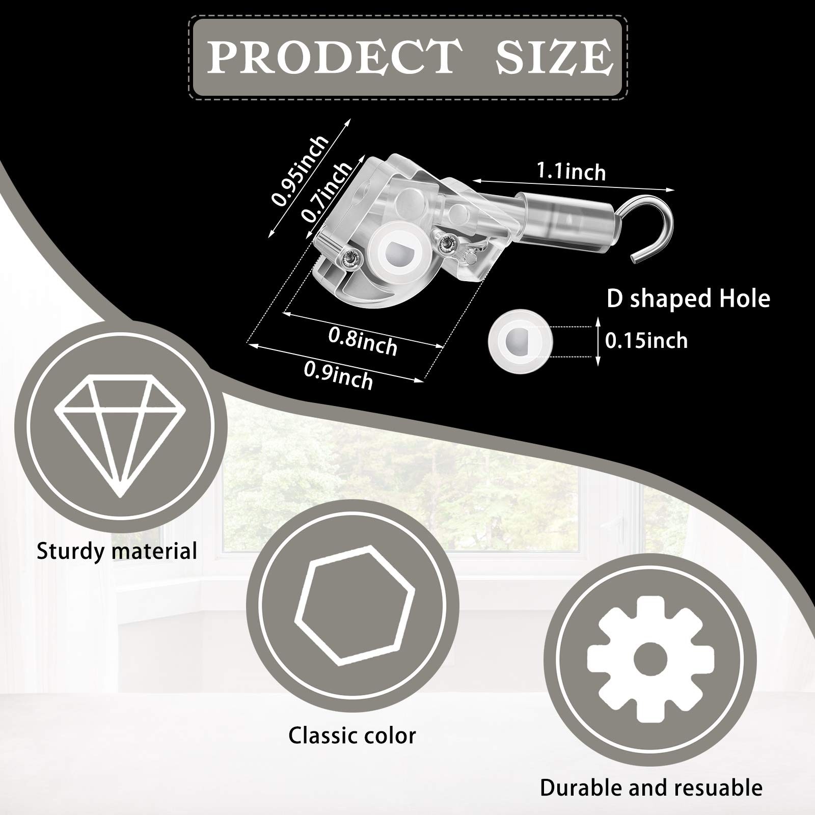 4 Pieces Blind Wand Tilter Control for 1 Inch Mini 1 Inch, Transparent
