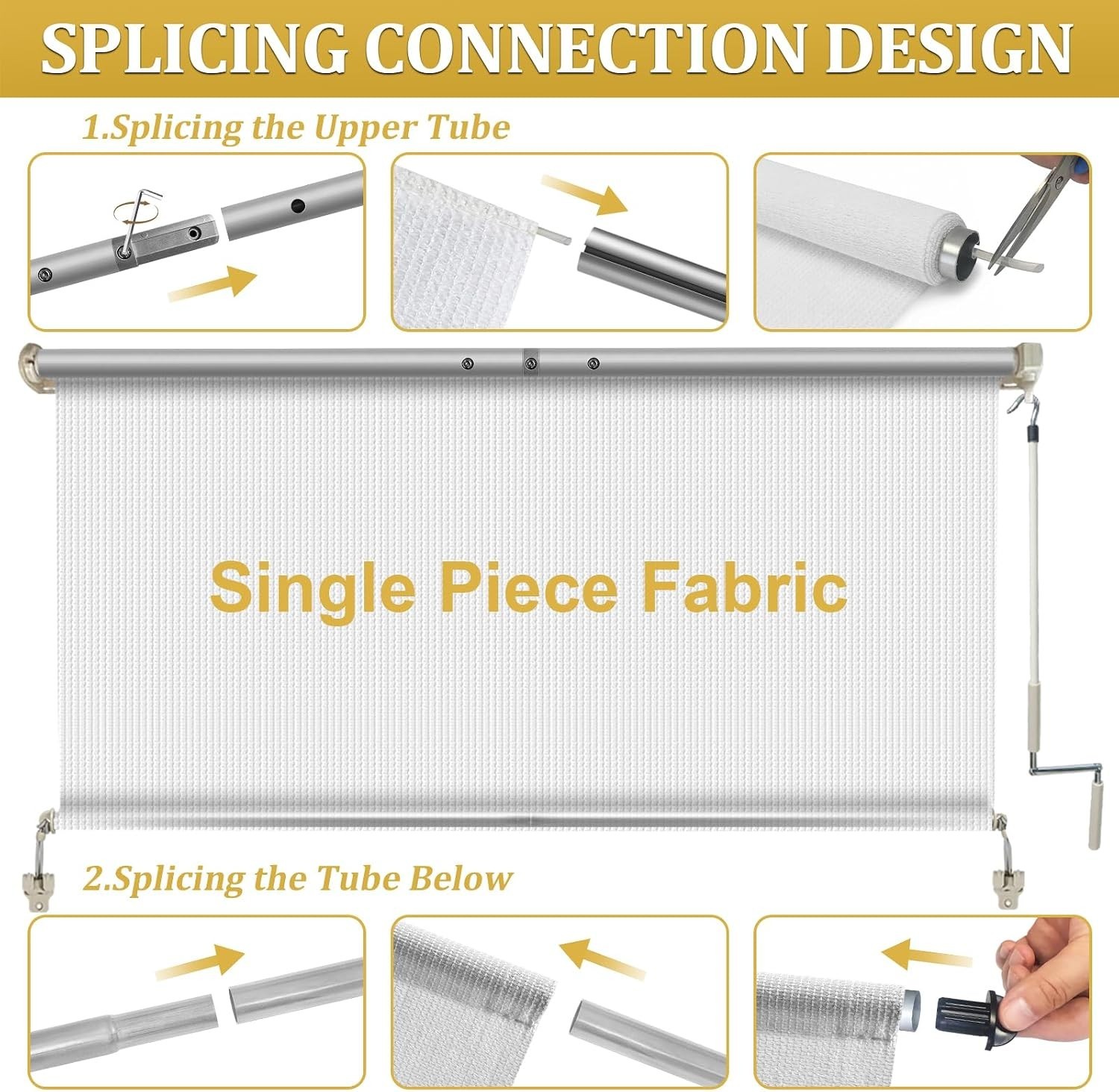 UV-Blocking 10′ W x 8′ H White Roller Shades for Privacy on Patios & Gazebos
