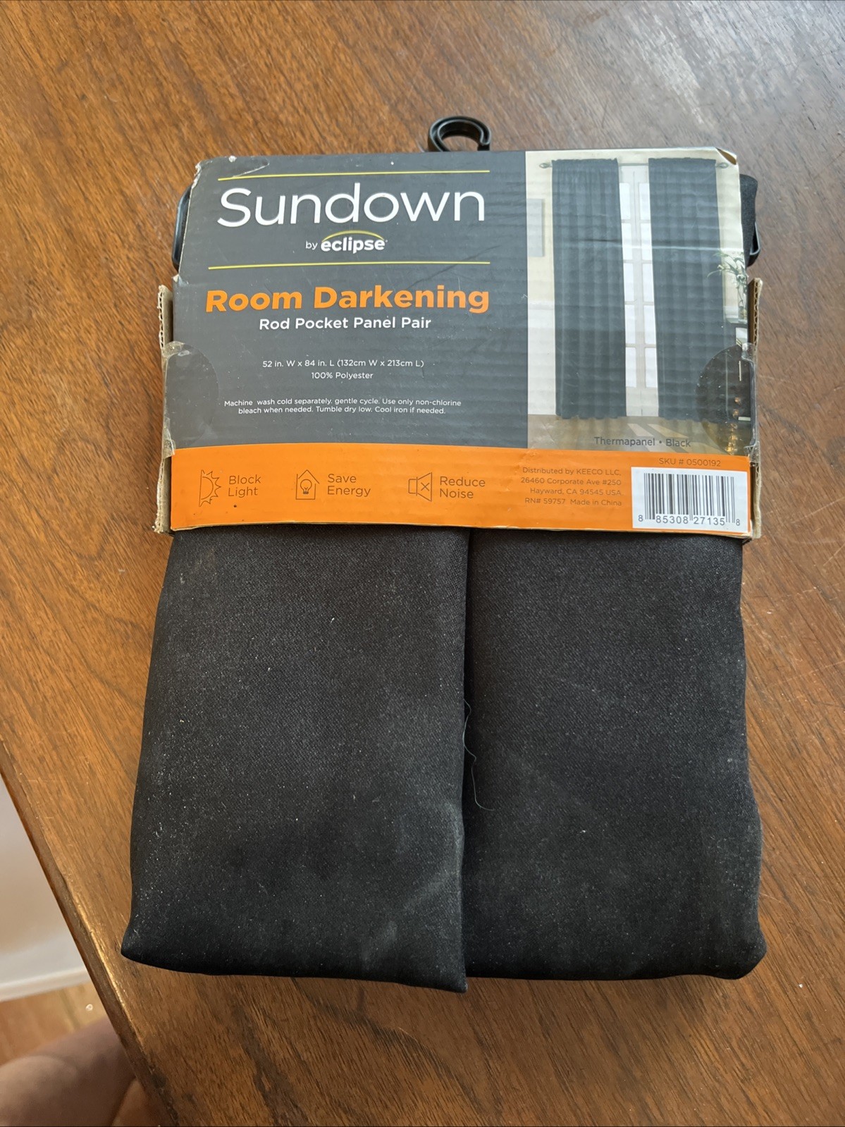 Sundown by Eclipse Room Darkening Window Curtains Set of 2 52″ x 84″ Black (ls)