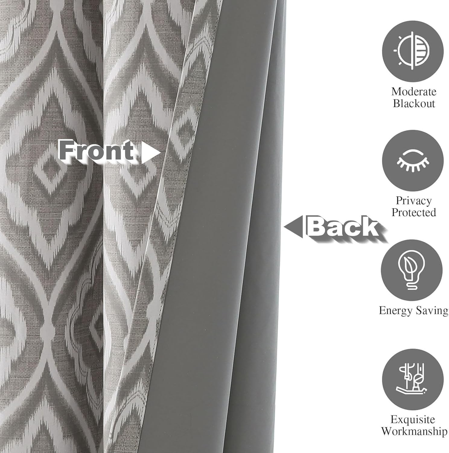 Airwill Blackout Curtains 84 x 52 Inches, 2 Panel Set, Grommet Beige Diamond Fl