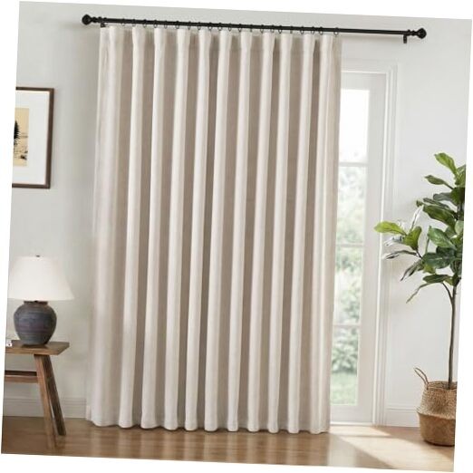 100% Blackout Curtains for Sliding Glass Doors, 102″W x 84″L (Pack of 1) Beige
