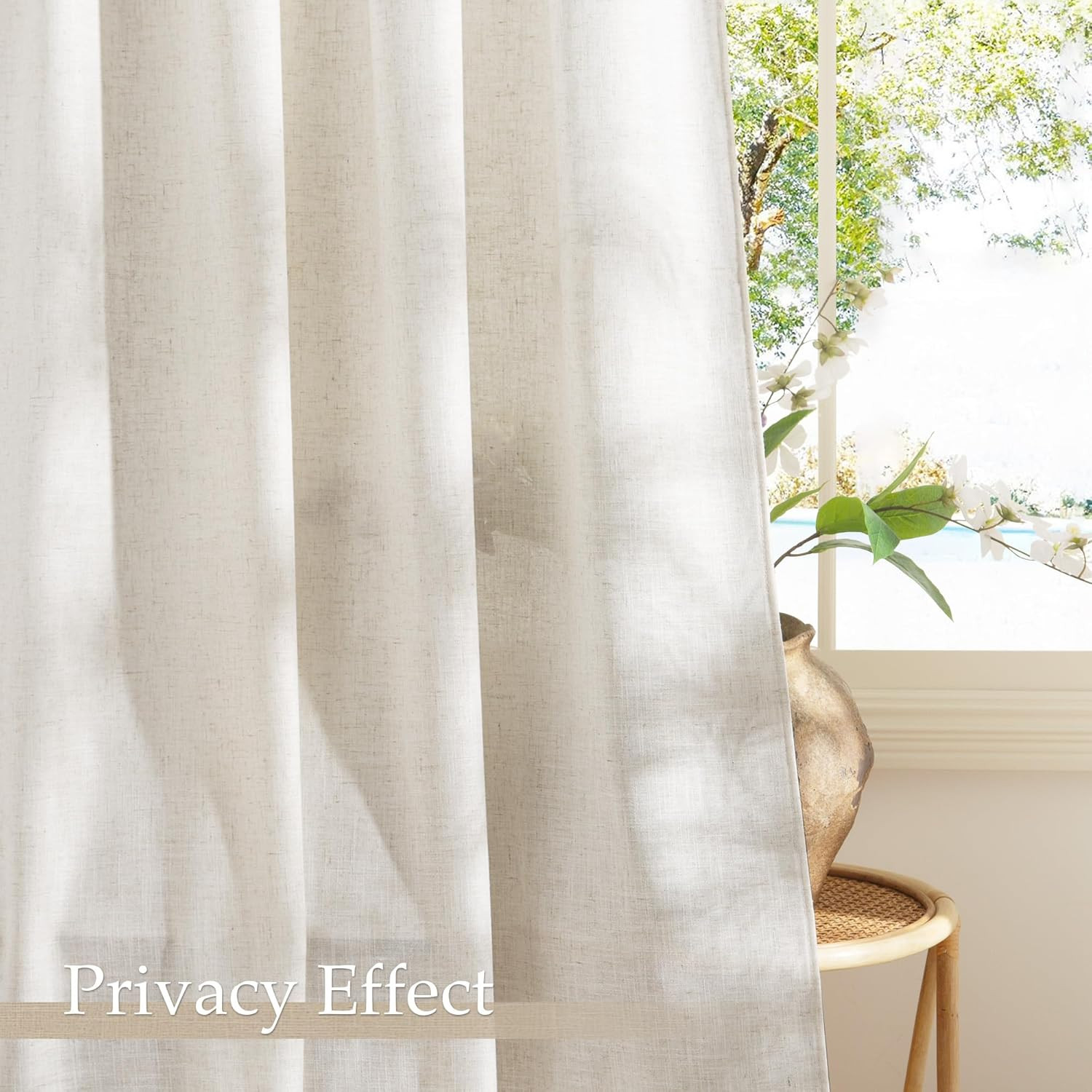 Extra Long Linen Curtains 144 Inch Long 2 Panels Set, 55″ Wide Thick Flax Linen