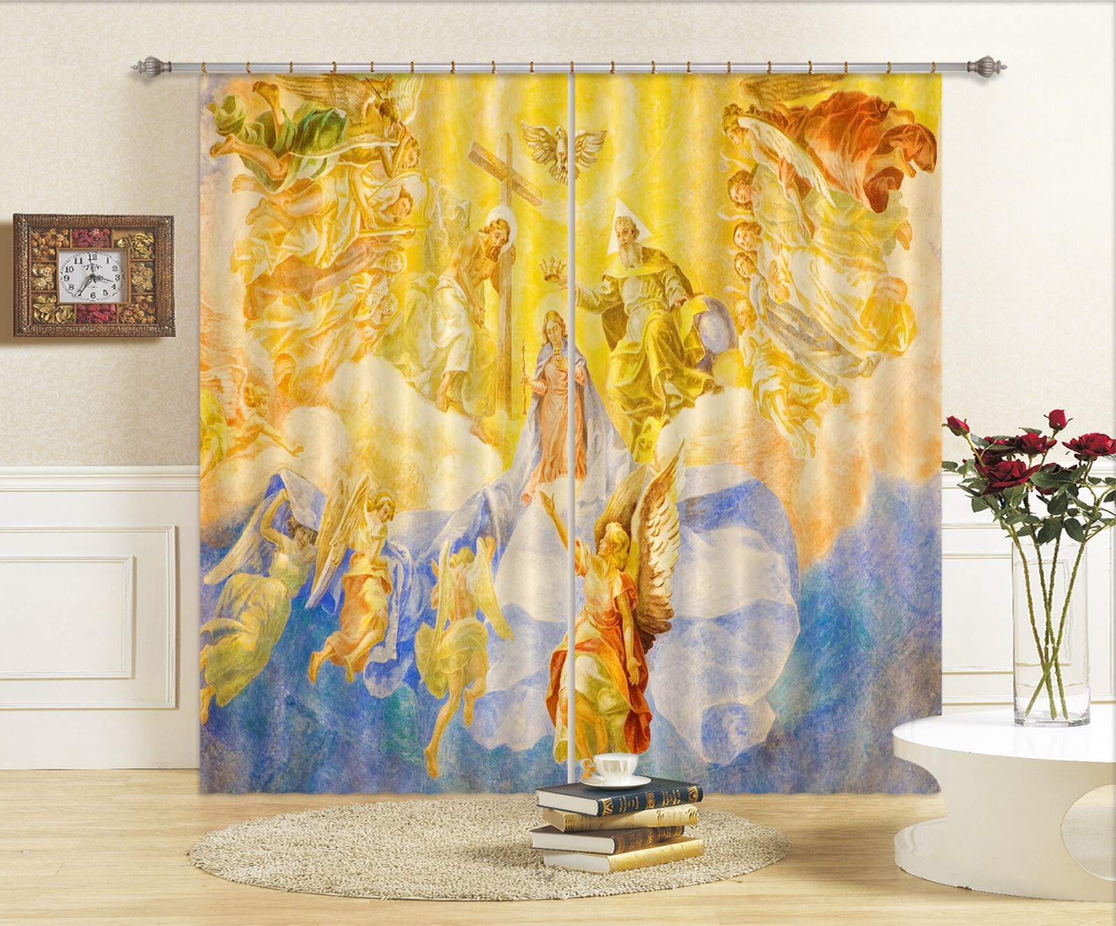 3D Religion Cross Angel ZHUA2199 Photo Curtain Window Blockout Fabric Amy 2023