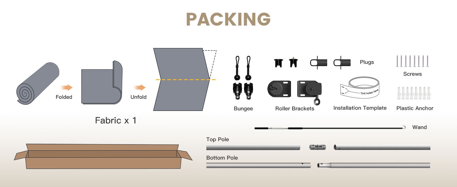 Outdoor Roller Shade 10′ W x 8′ H, Exterior Cordless Patio Shades Roll Up Blinds