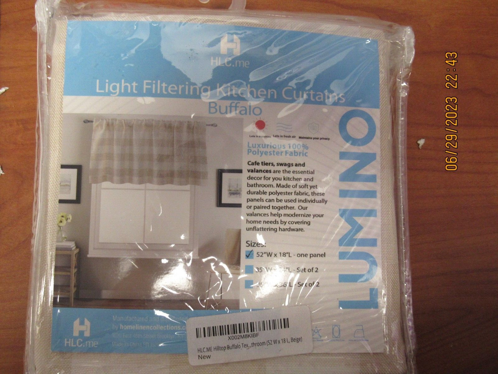 HLC.me Lumino Light Filtering Kitchen Curtains – 52″W x 18″L – Buffalo