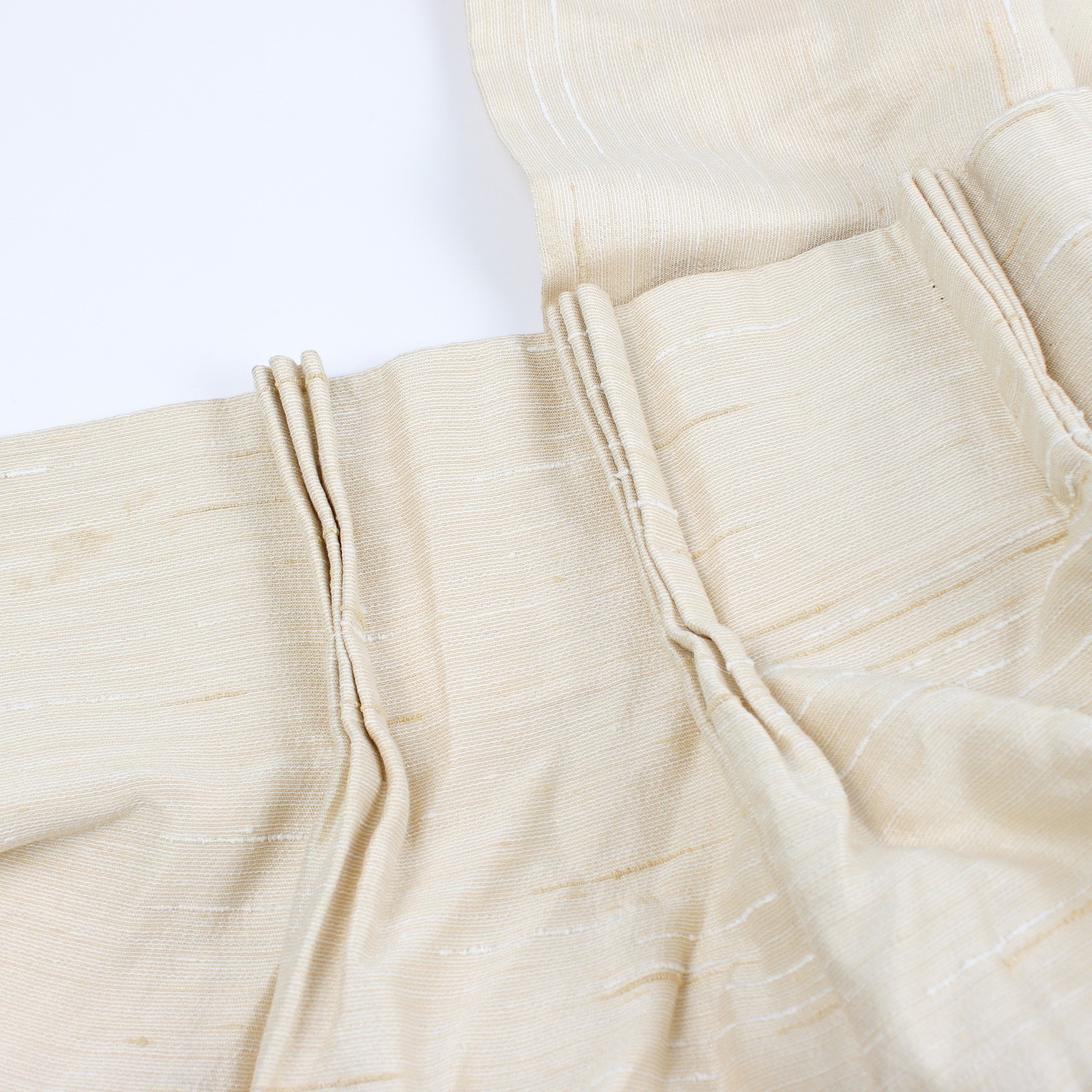 Set Of 2 Matching Unbranded Cream White Lined Fabric Curtains 42″ x 44″