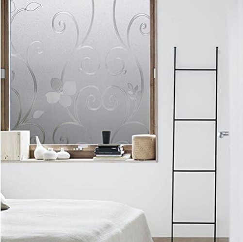 Frosted Window Privacy Film 17.7 x 78.7 Inches Flower Design for Home Office