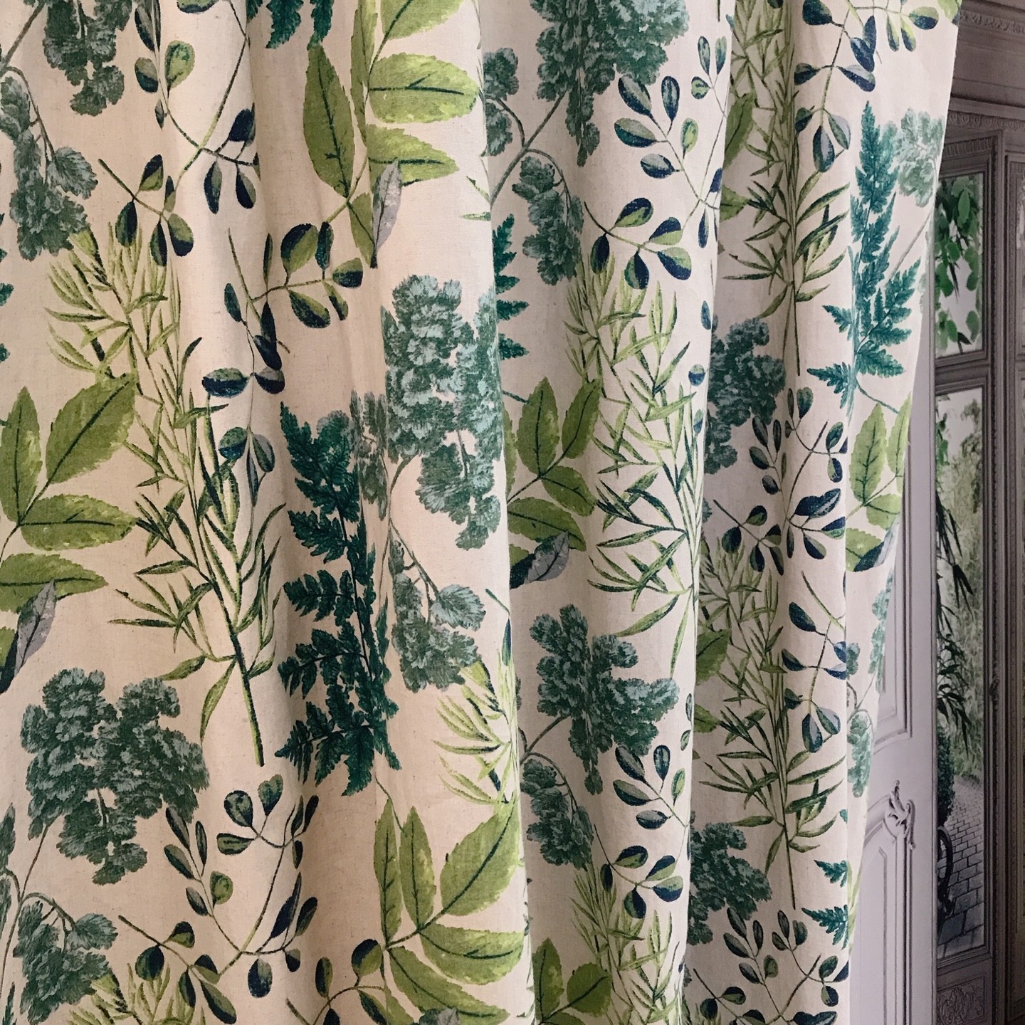 Green Leaf Botanical Curtains Handcrafted Custom Window Drapery Panels
